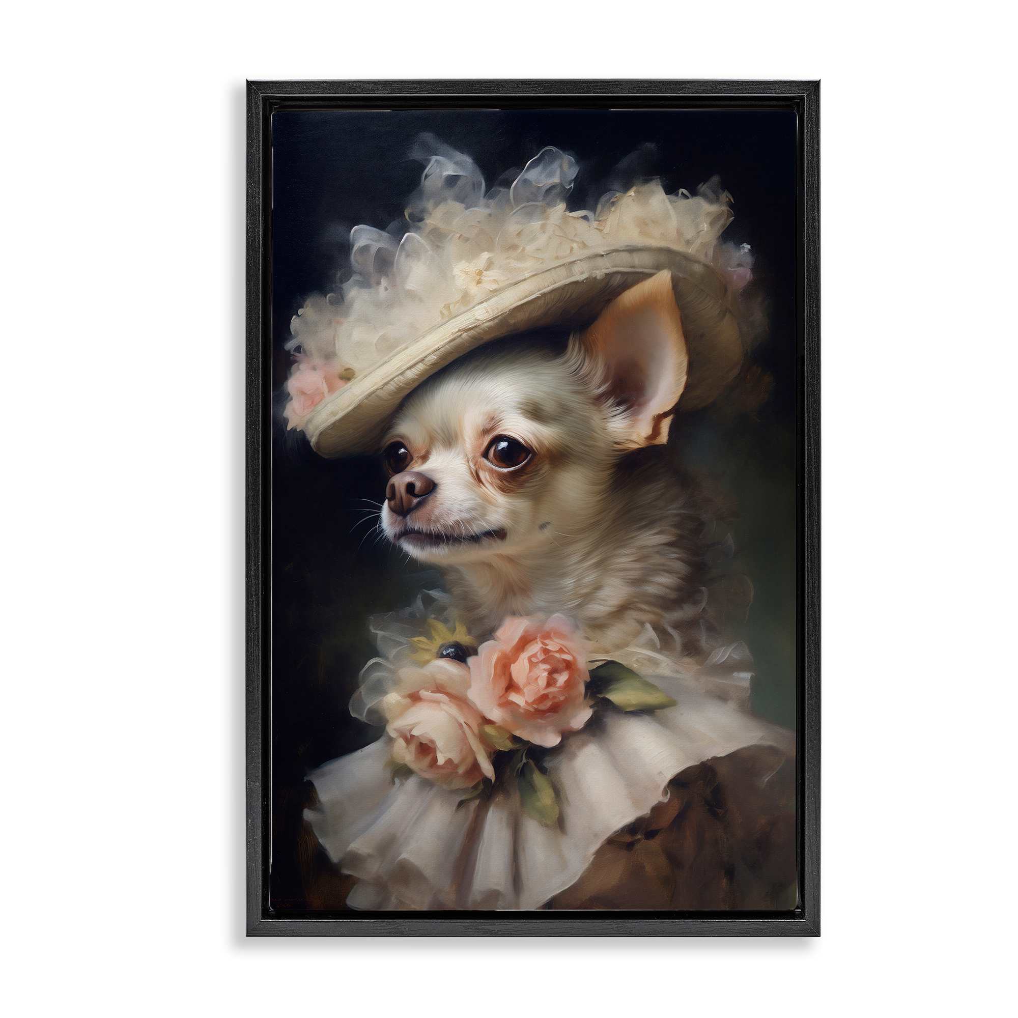 Stupell Industries BS-960-FFB-16X24 Classic Fashion Chihuahua Black Framed Floater Canvas Wall Art By Wumples 17 x 25