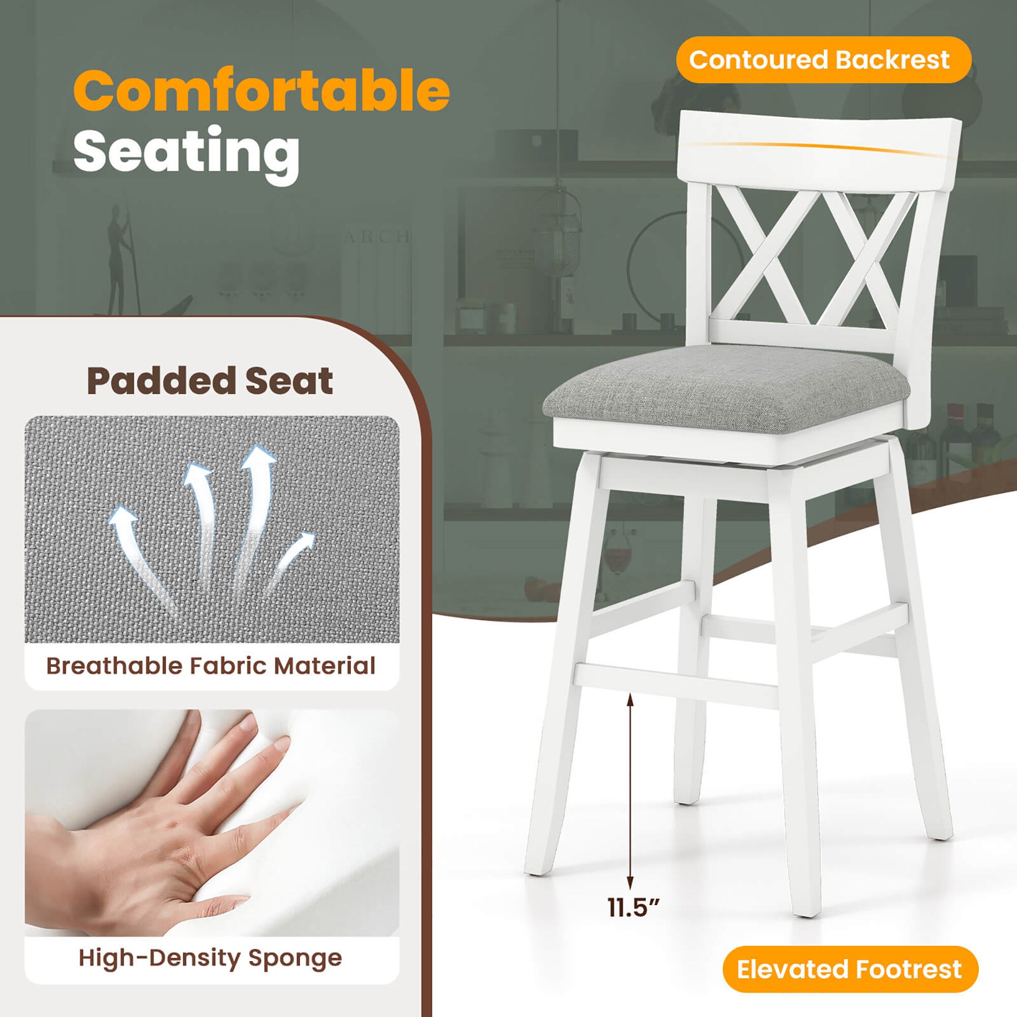 Costway HCST05191 stools - View #3