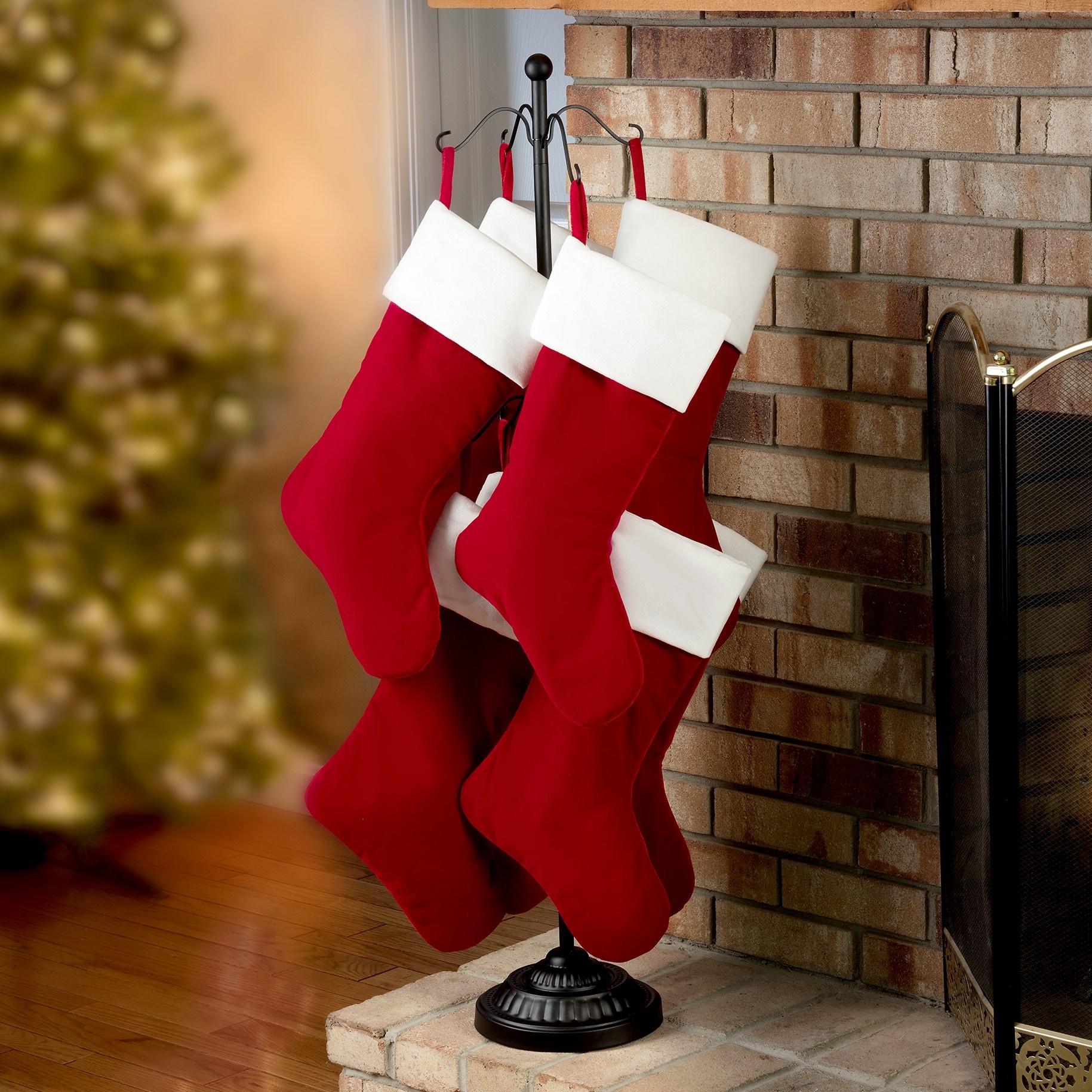 Adjustable Black Metal Christmas Stocking Tree Stand