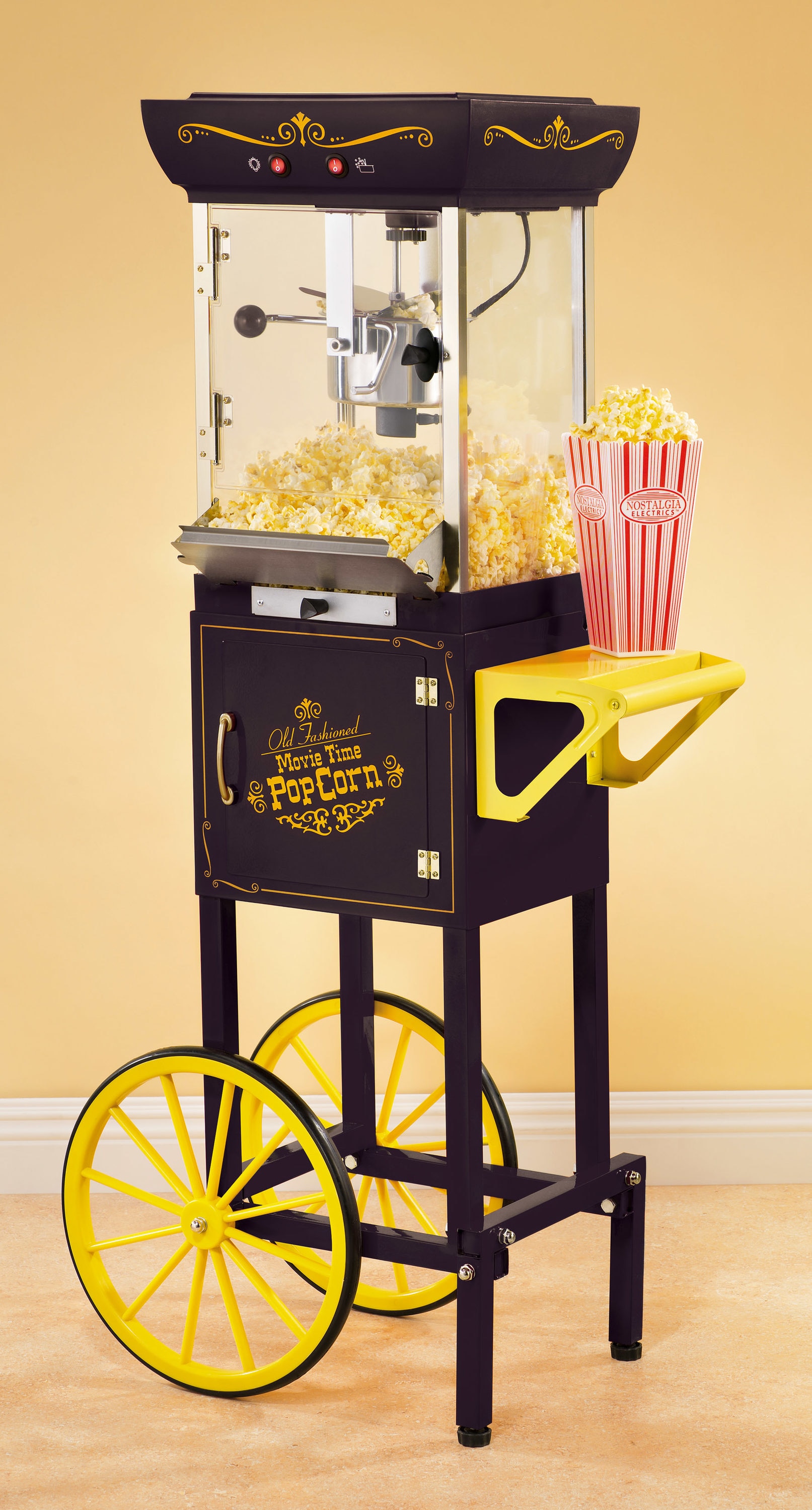 Nostalgia 0.25 Cups Oil Popcorn Machine Popcorn Maker Cart in the