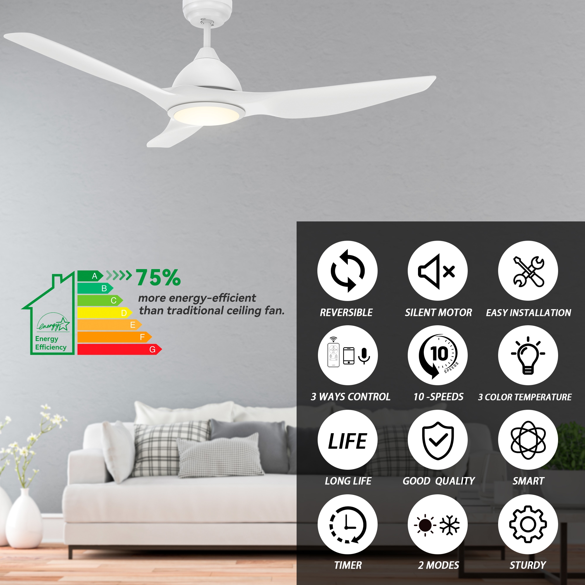 CARRO USA LS523K-L12-W1-1 Ceiling-Fans - View #5