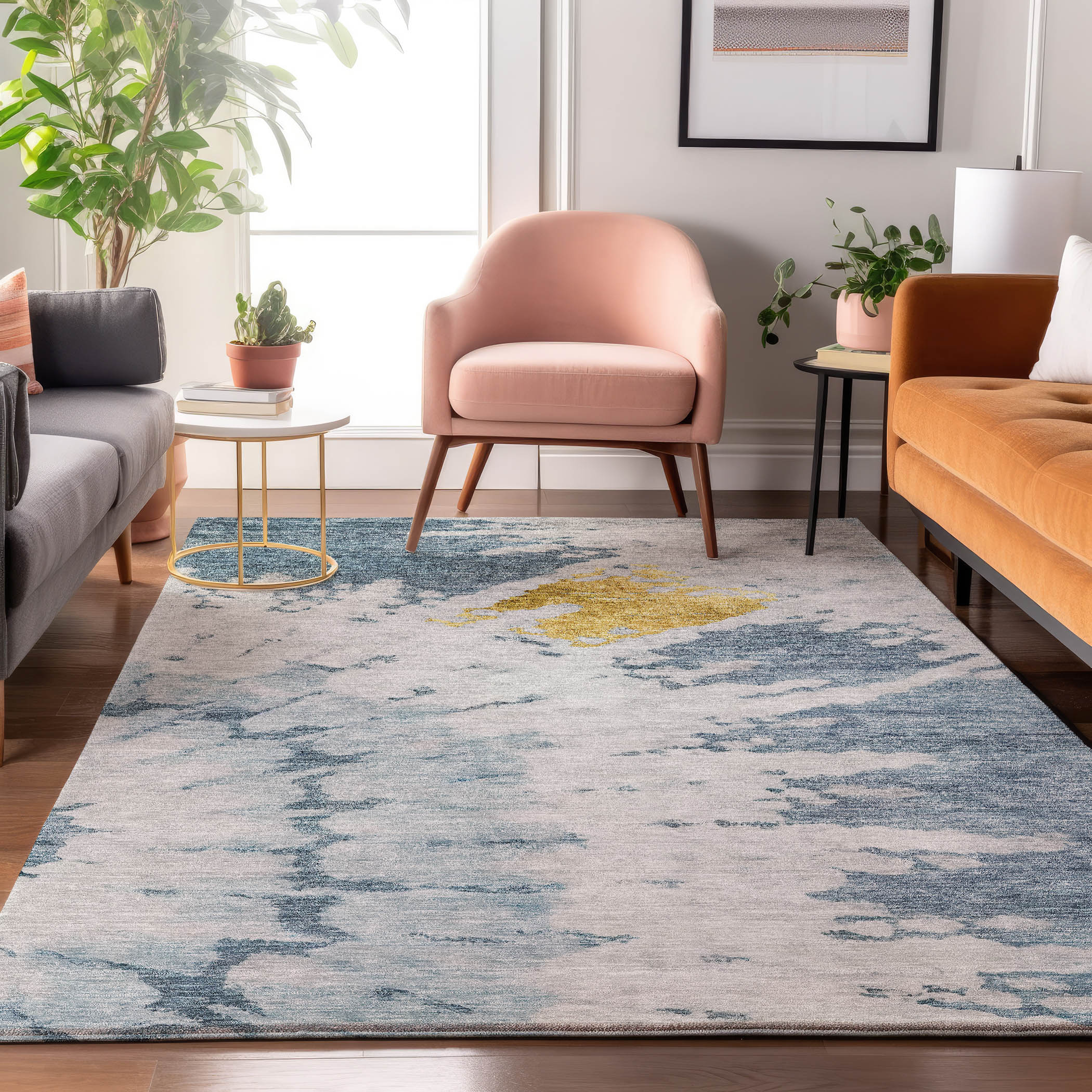 Addison Rugs AMF614BU9X12 Mayfield AMF614BU 9 x 12 (ft) Loomed Polyester Blue Rectangular Indoor Geometric Machine washable Area rug