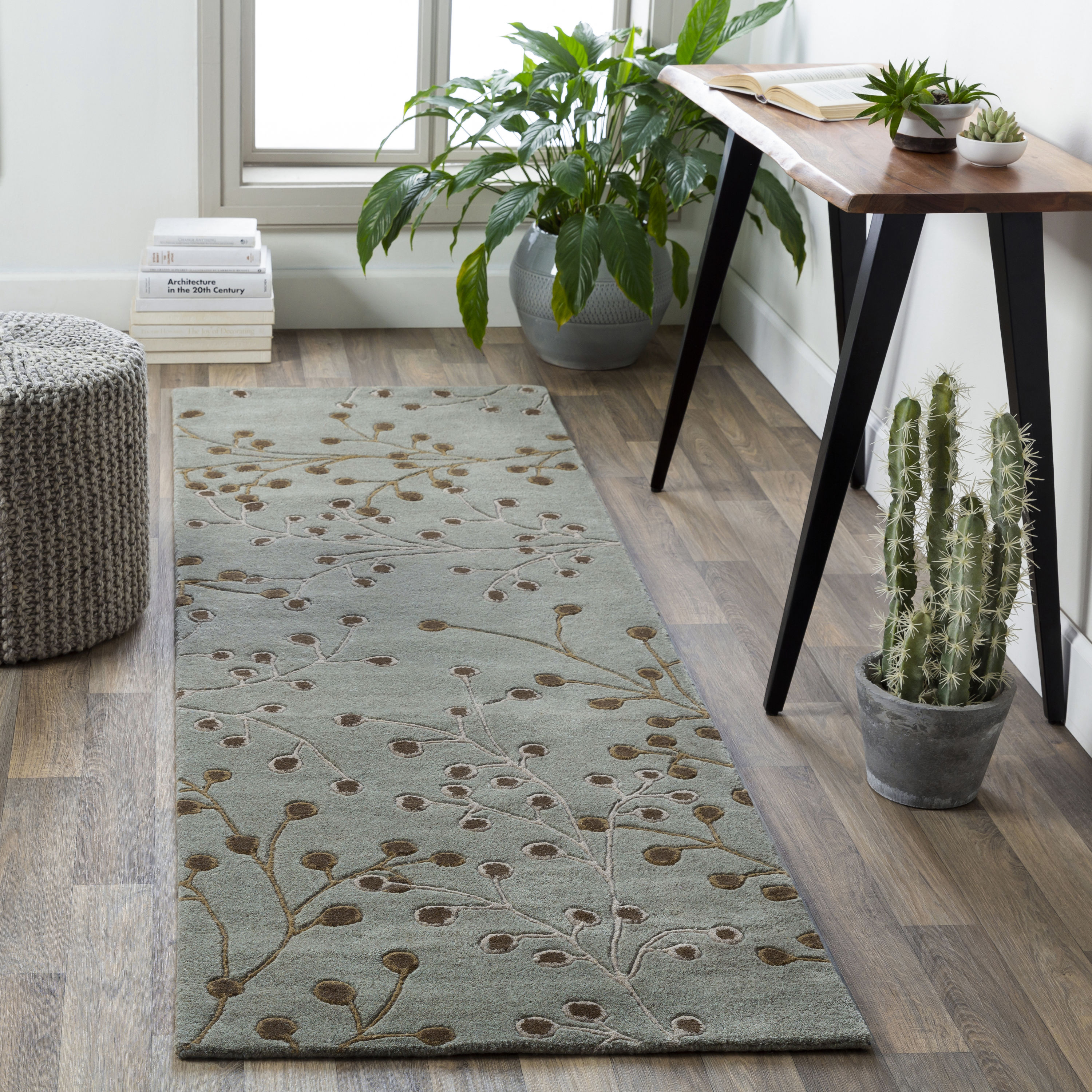 Livabliss ATH5058-268 Athena 2 x 8 (ft) Tufted Wool Sage Rectangular Indoor Floral/Botanical Tropical Runner rug