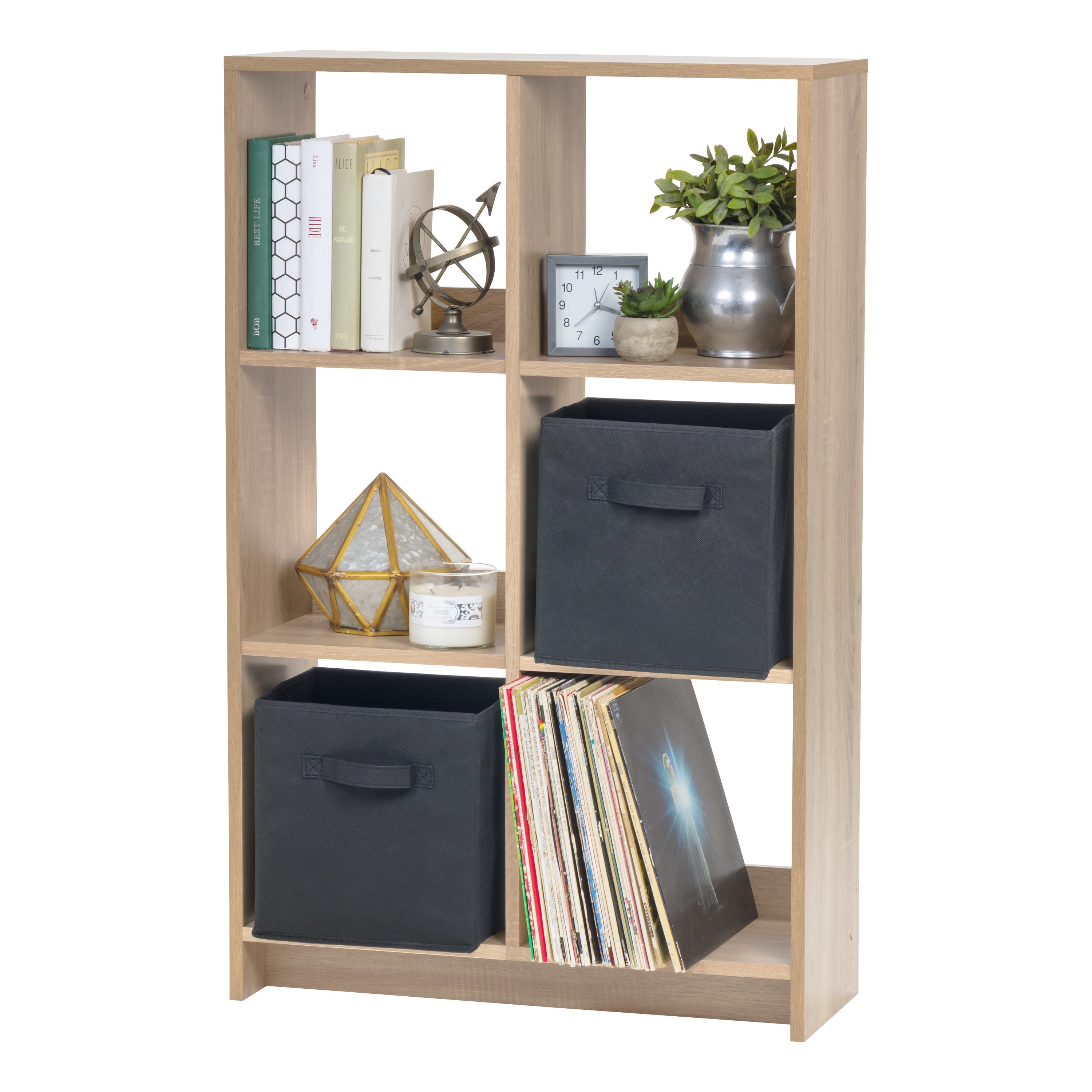 Birdrock Home Linen Cube Organizer Shelf with 6 Storage Bins Blush