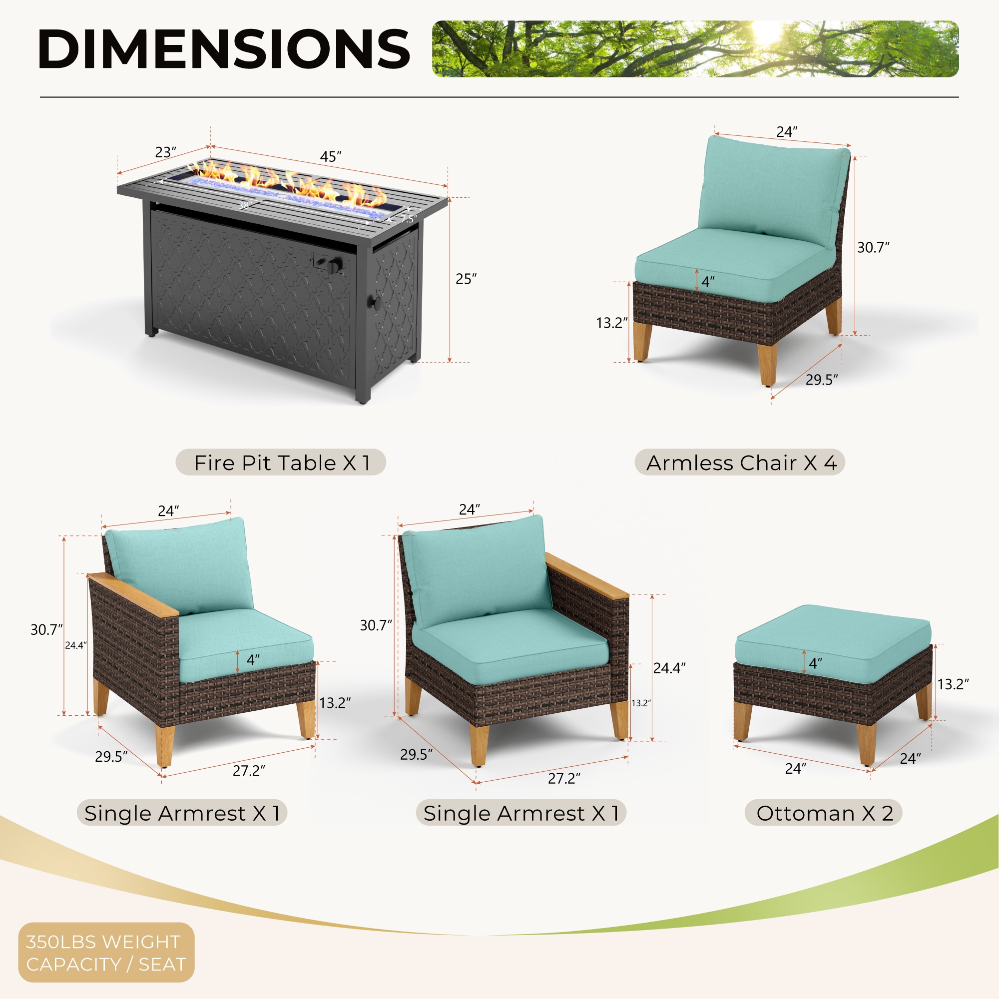 Sunshine Valley CR006-03-8-GS007-BU Patio-Conversation-Sets - View #2