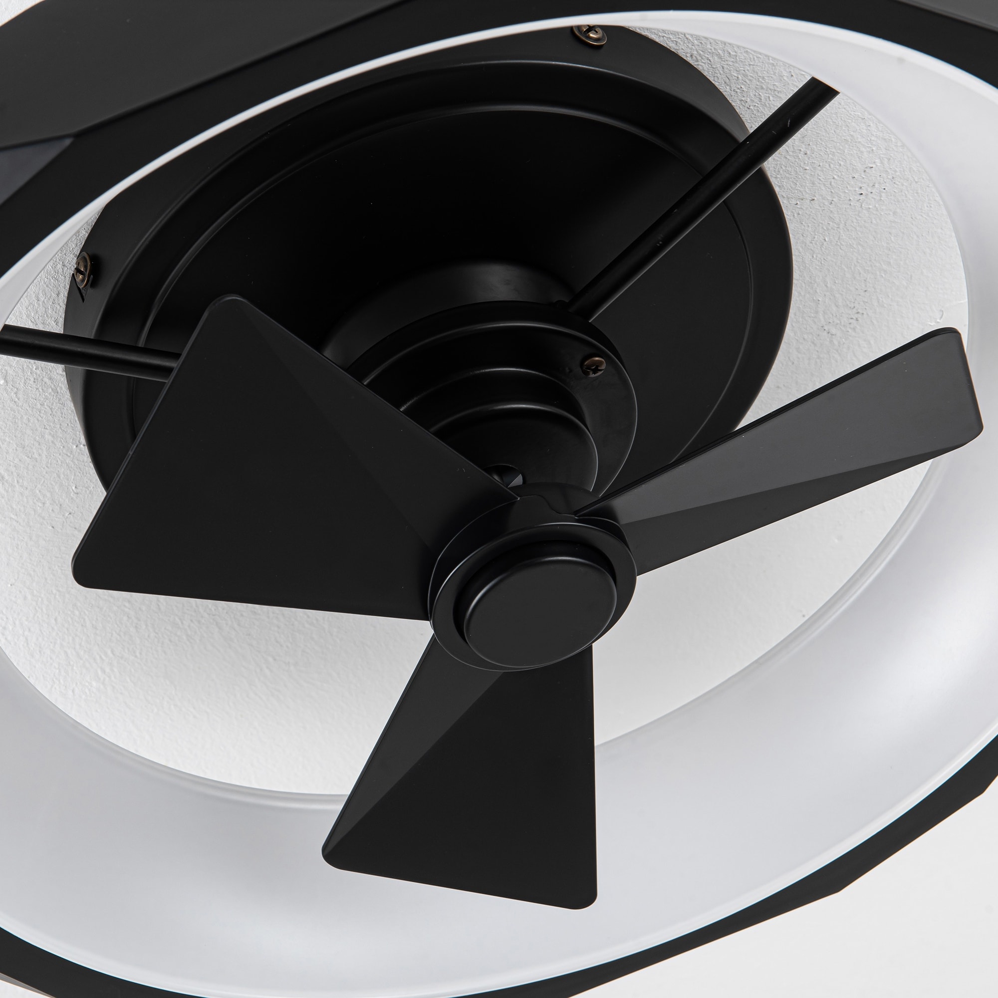 Modern Matte Black Low Profile 19" Ceiling Fan with LED Light and Remote