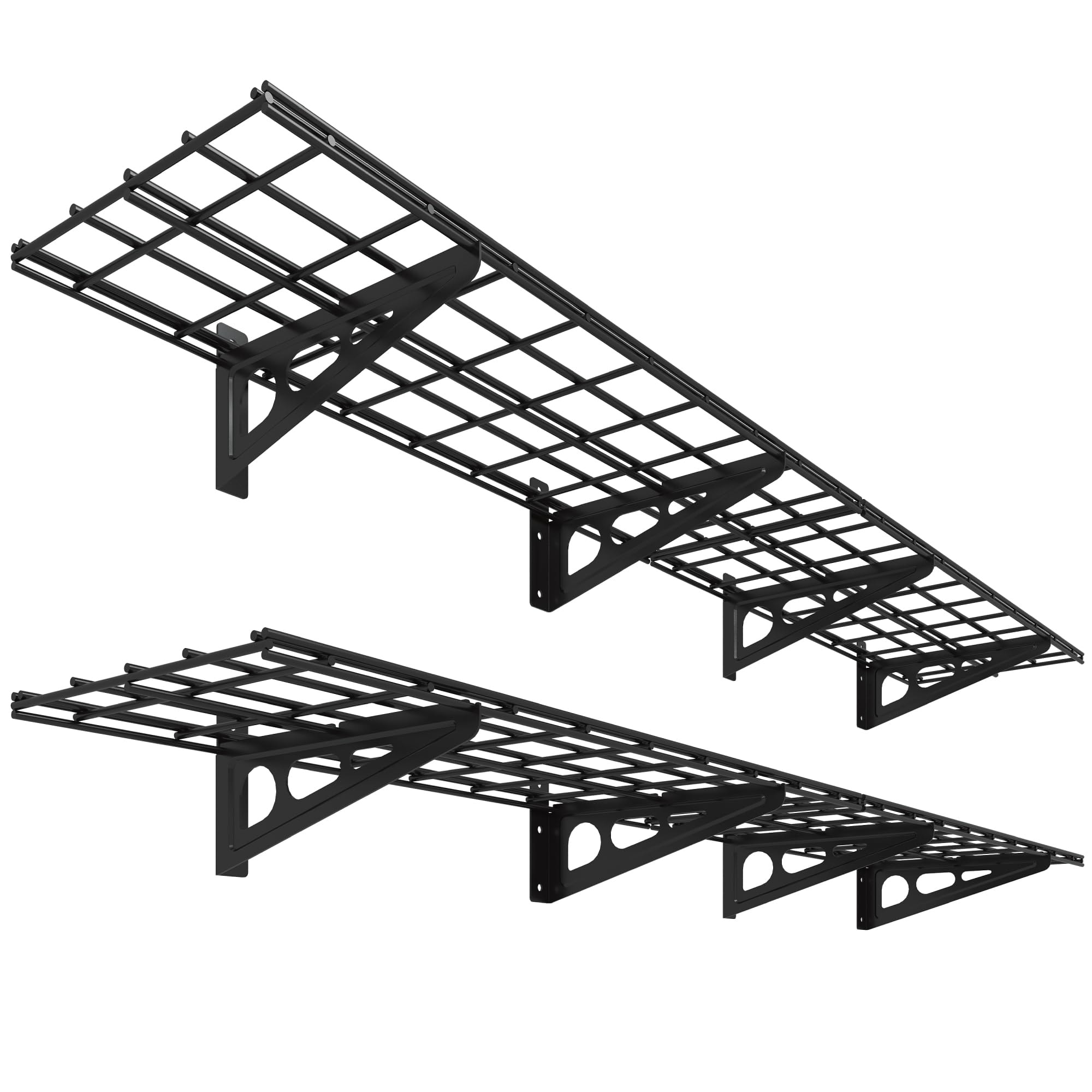 Phyfalip  2 Pack 12 inch x 72 inch Wall Mounted Garage Shelf Heavy Duty Steel Storage Rack for Wood Studs Up to 600 lbs Easy Install Black
