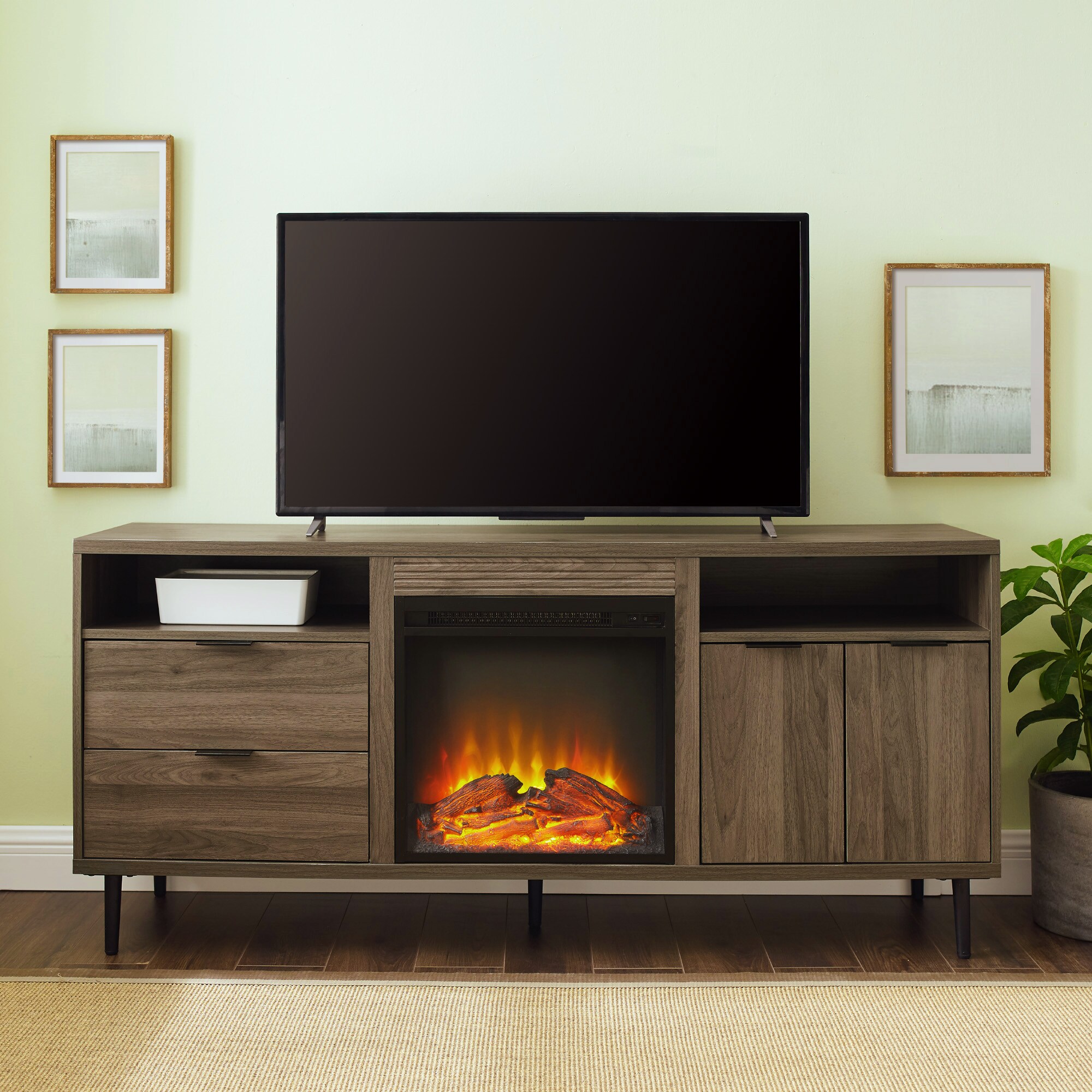 Walker Edison LW60FPRTHSG Electric-Fireplaces - View #2