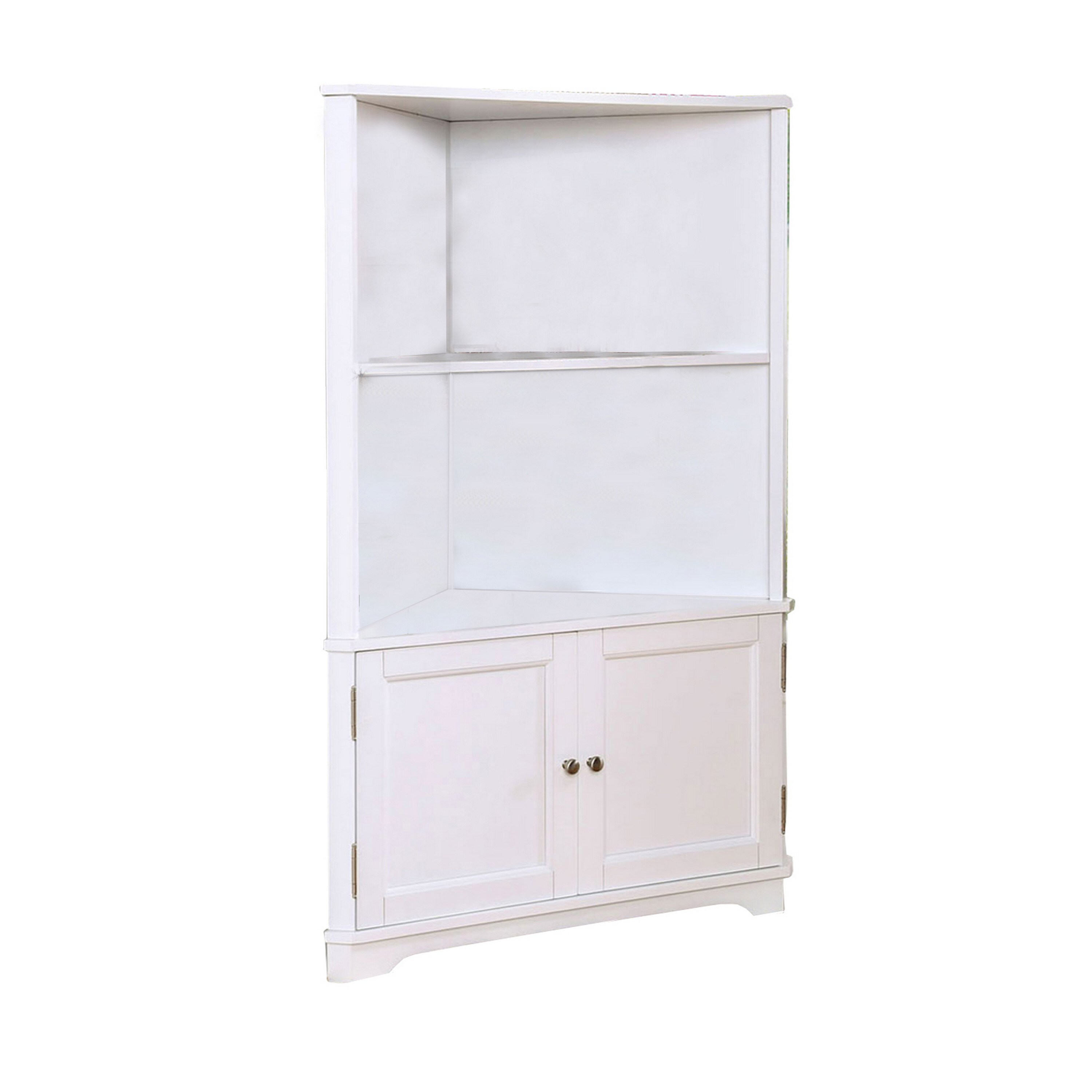 Benzara White Wood 3-Shelf Bookcase with Doors (32-in W x 50-in H x 17 ...