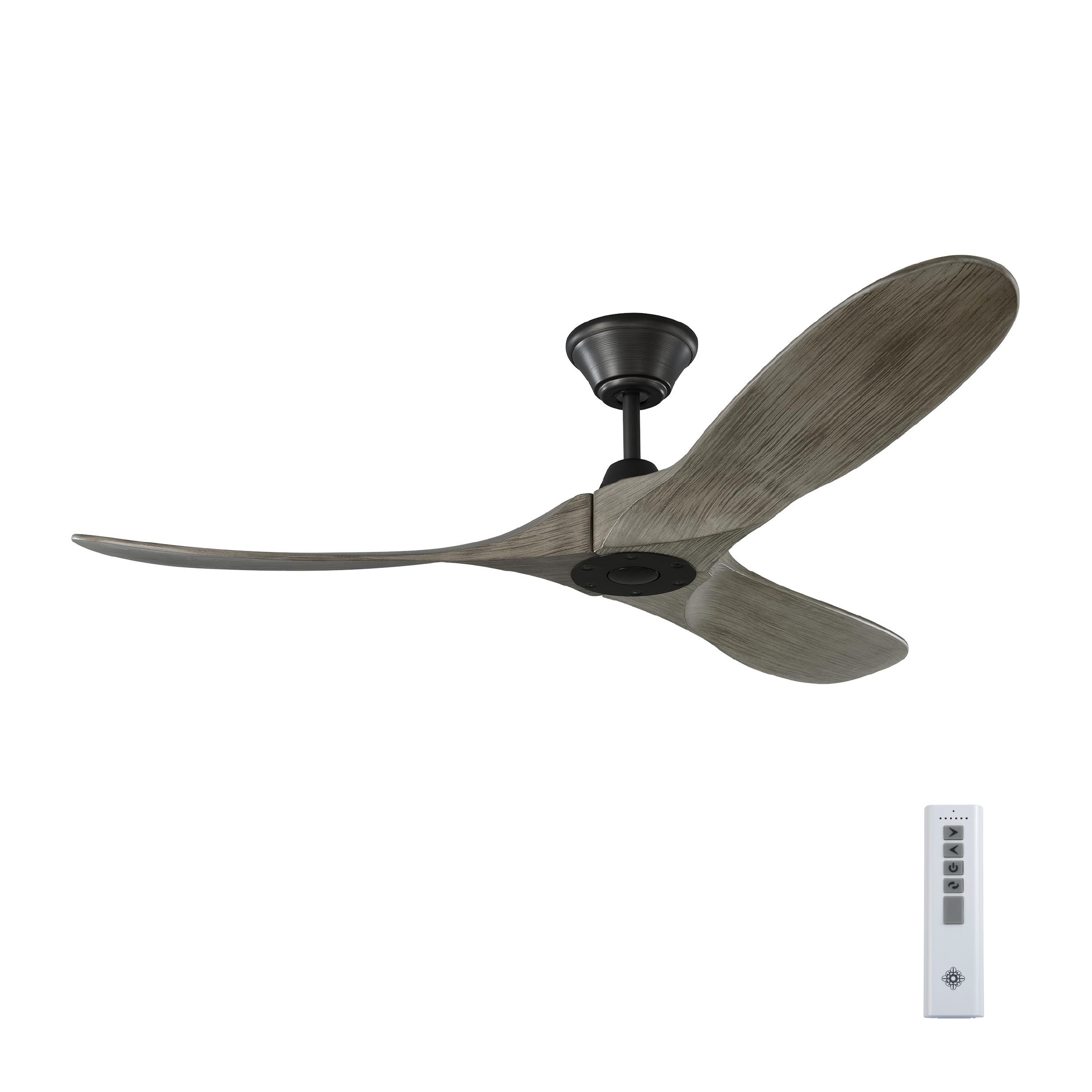 Generation Lighting 3MAVR52AGP Maverick 52-in Outdoor Aged Pewter with Light Grey Weathered Oak Blades Propeller Ceiling Fan Without Light - Remote Included ( 3 -Blade )