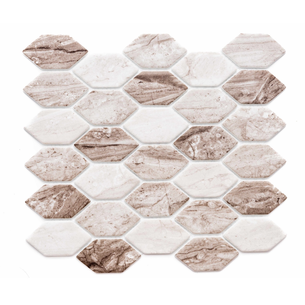 The Tile Life SELONHEXACF Sample - Serenity Cafe 4-in x 4-in Matte Glass Stone look Wall Tile