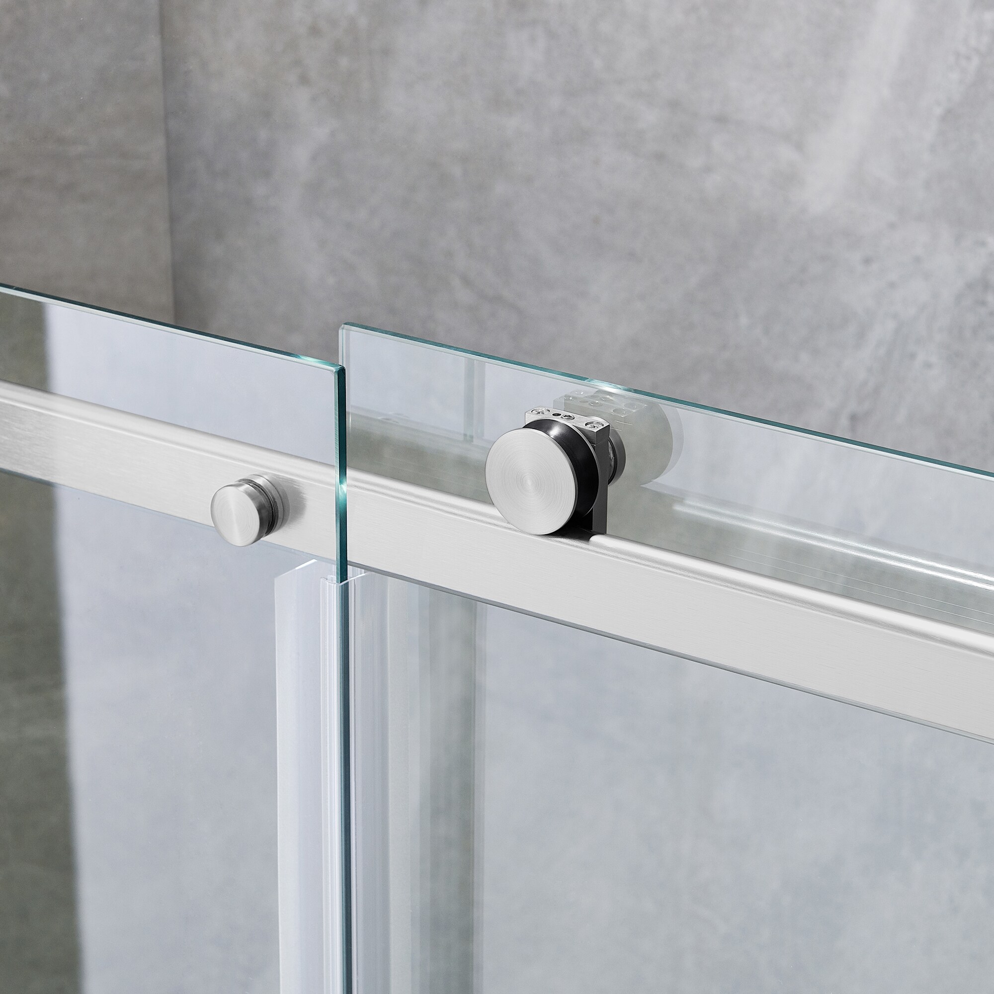allen + roth Davidson Satin Nickel 55-11/16-in to 60-1/16-in W x 78.75-in H Frameless Sliding Shower Door