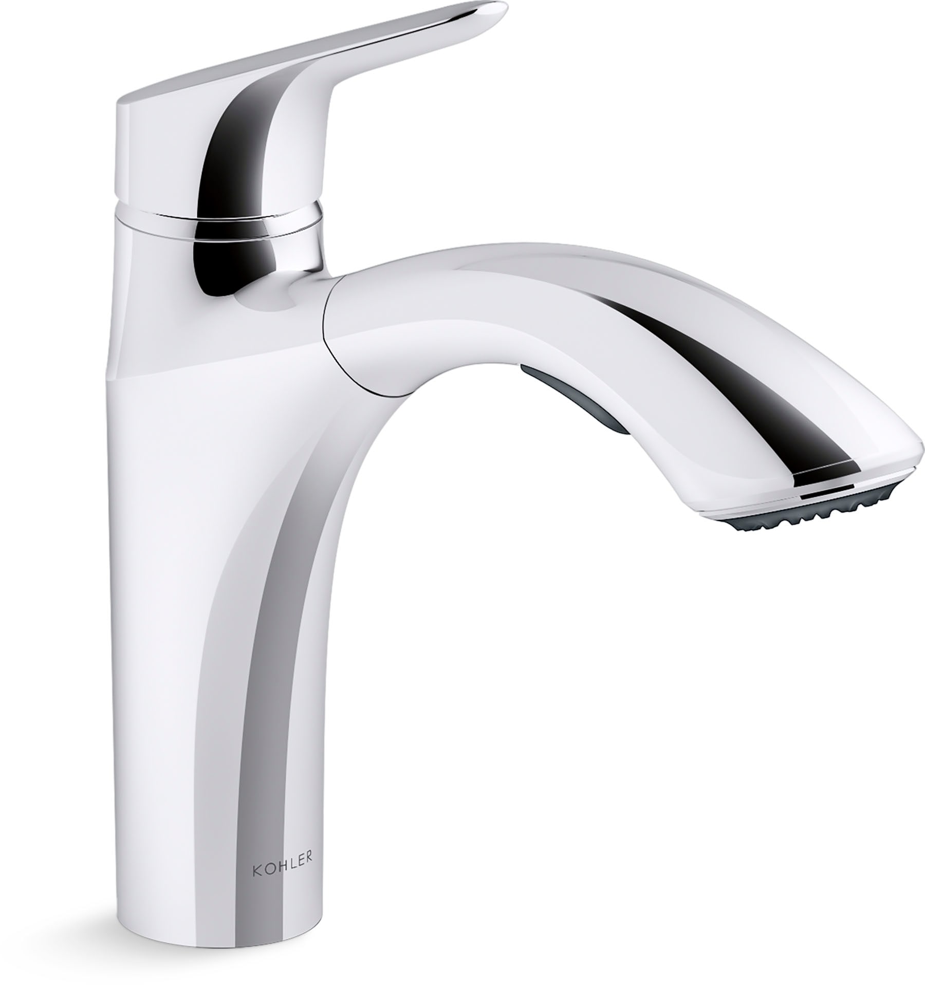KOHLER 30468-CP Rival Polished Chrome Single Handle Deck-mount Pull-out Kitchen Faucet with Sprayer ( Deck Plate Included )