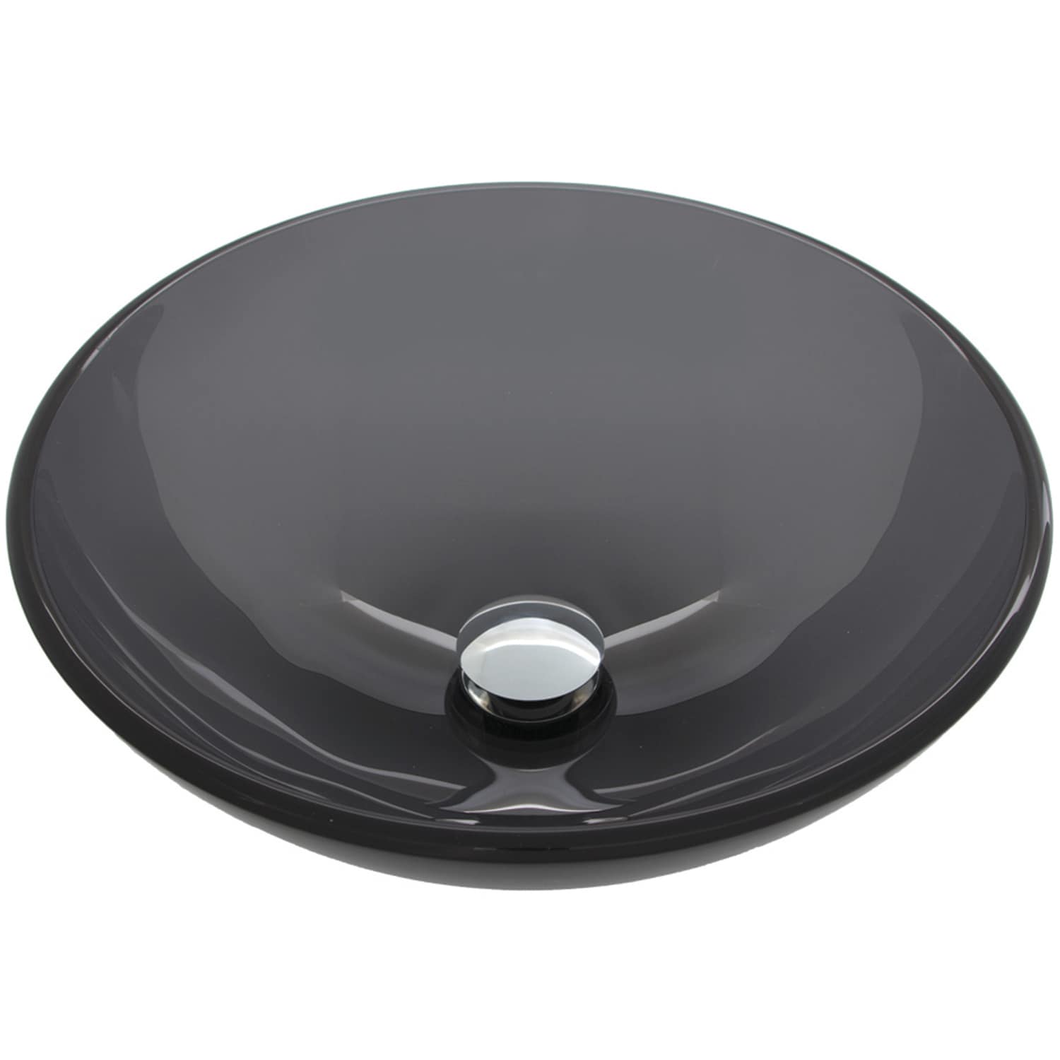 VIGO VG07042 Sheer Glass Vessel Round Modern Sheer Black Bathroom Sink ( 17-in x 17-in )