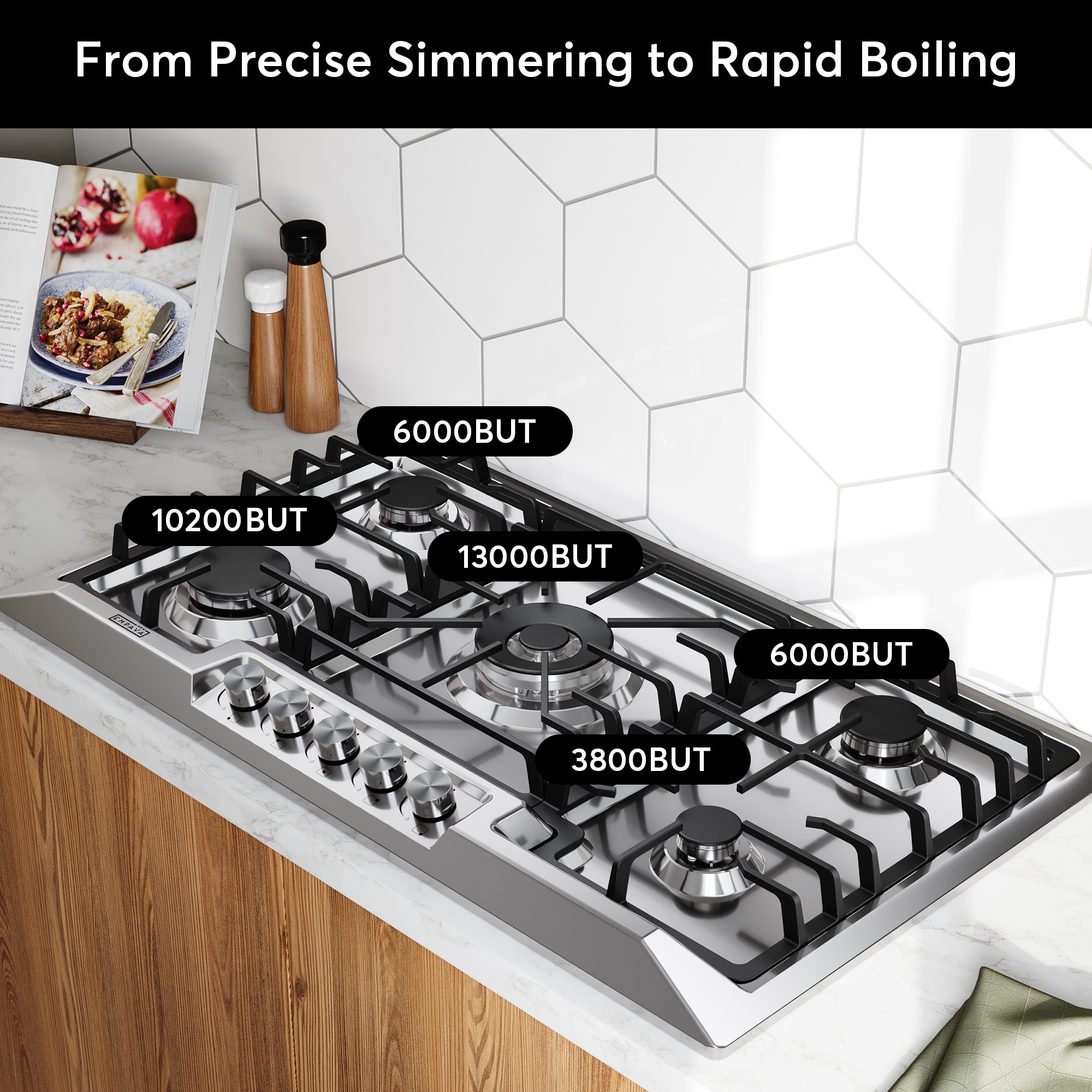 Empava 36 Inch Stainless Steel 5-Burner Gas Cooktop