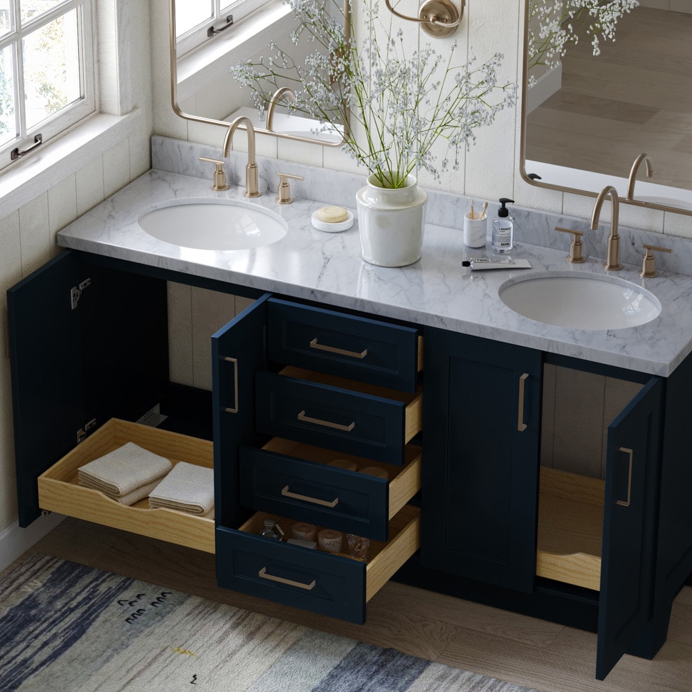 ARIEL Taylor 72-in Midnight Blue Bathroom Vanity Base Cabinet without ...