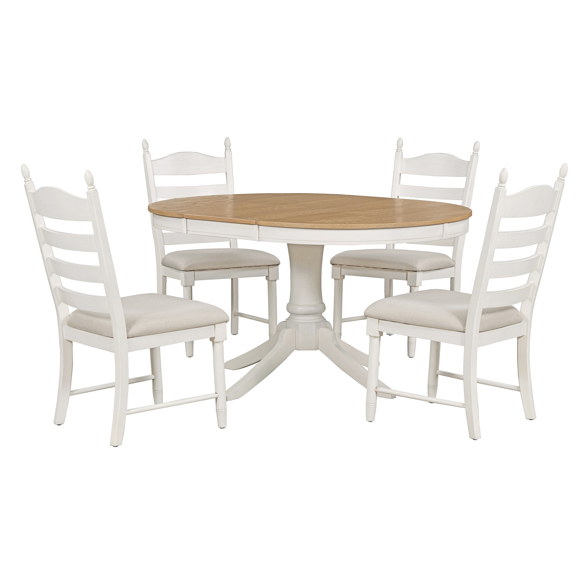 SINOFURN SYA330116BN Off-white Rustic Dining Room Set with Round Table ( Seats 4 )