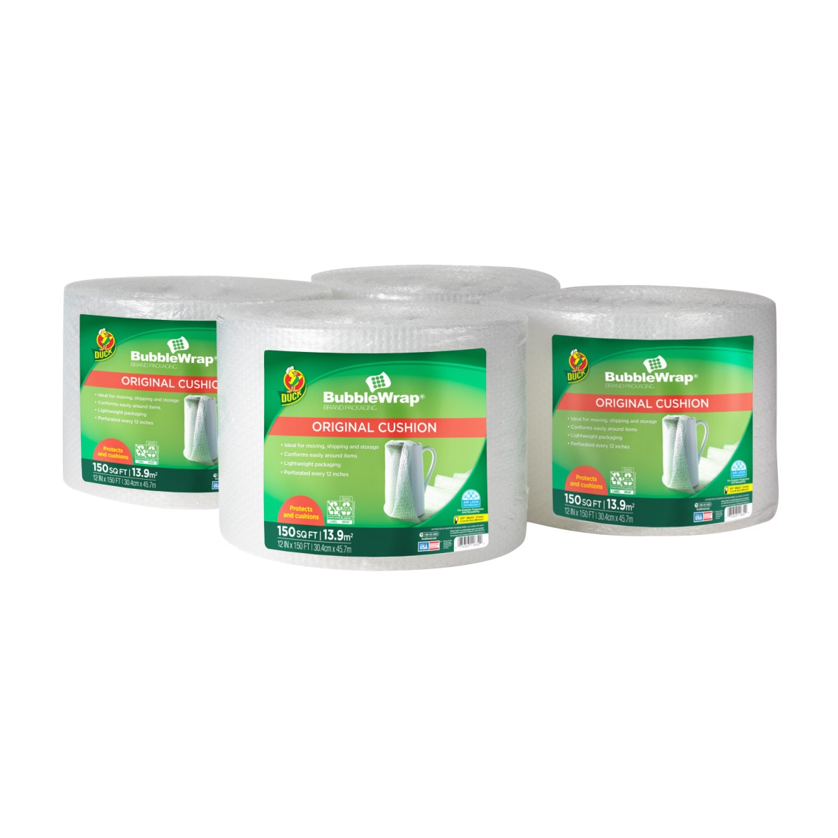 Duck 286837 4 -Pack 12-in x 150-ft Bubble cushion