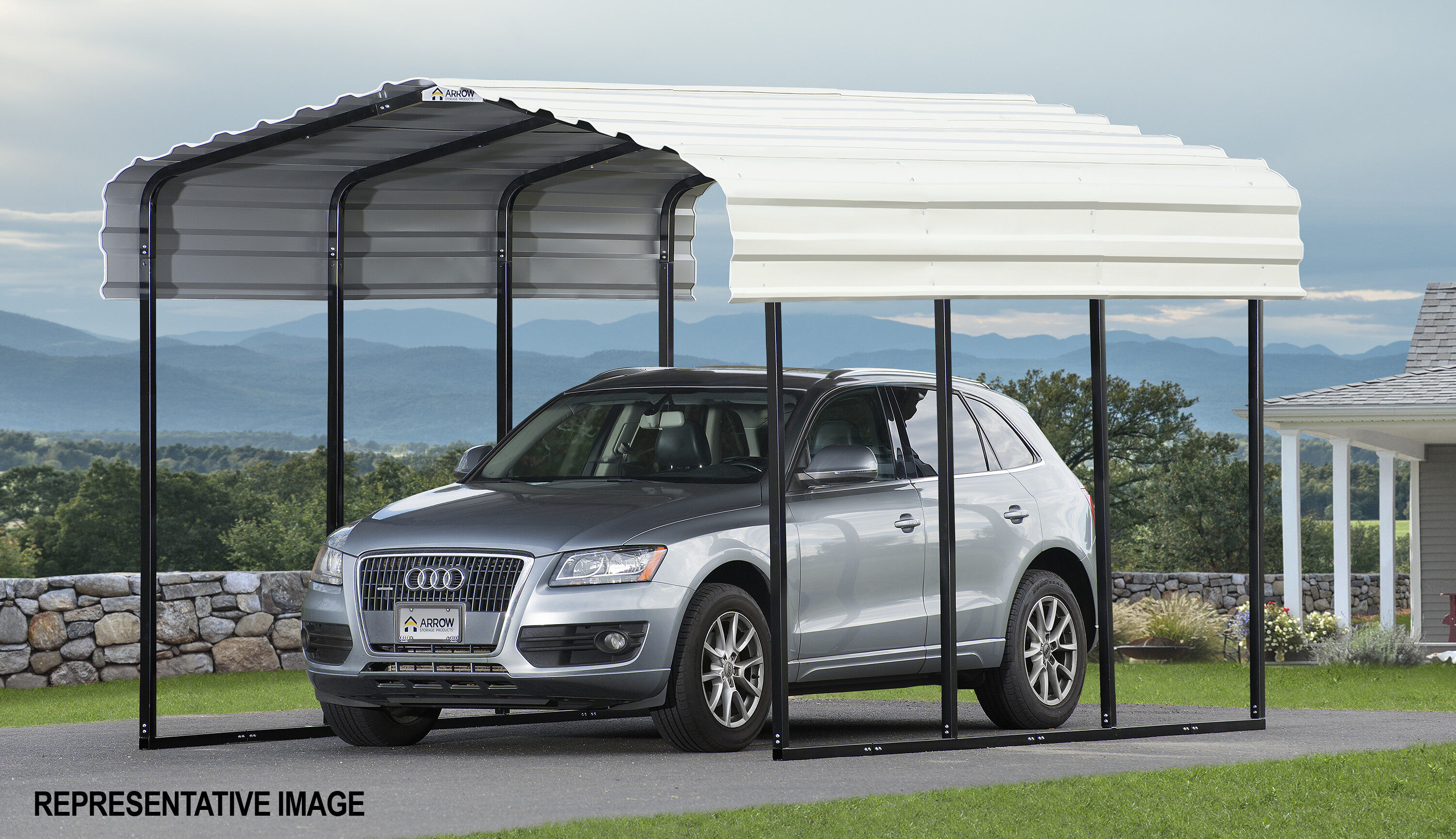 Eggshell 10' x 20' Steel Frame Carport Kit