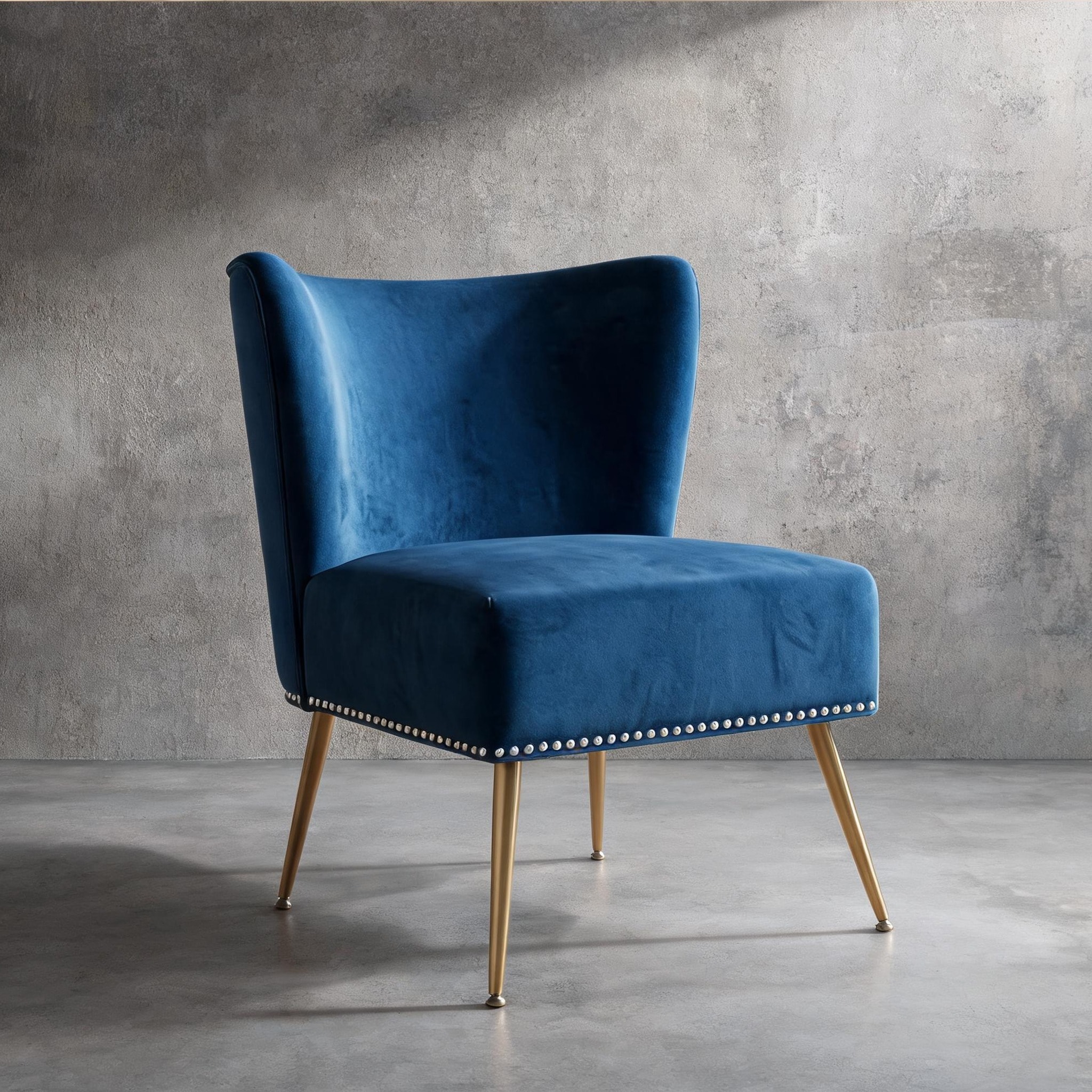 chillscreamni Bedroom and Living Room Blue Polyester Chairs and Accent Seating 28 x 25 x 29.5 in featuring Velvet Upholstery