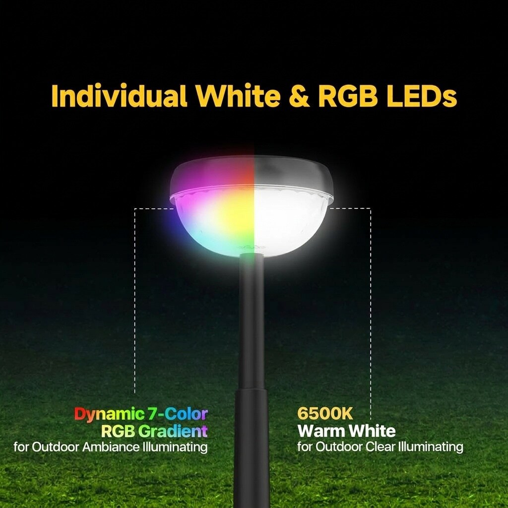 AOIZGMY Color Changing Solar Lights Outdoor RGB LED Garden Lights ...