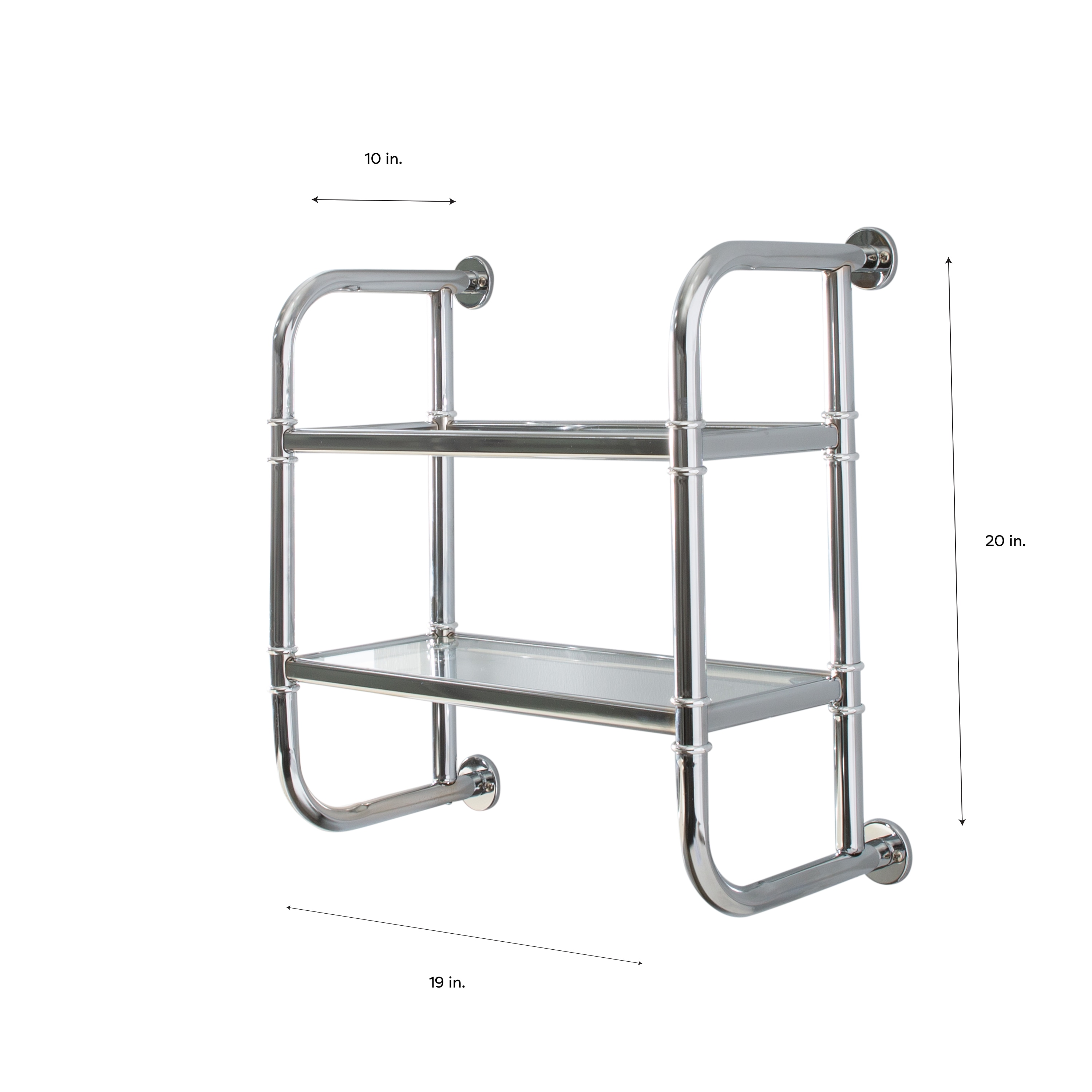 Organize It All Chrome 2-Tier Metal Wall Mount Bathroom Shelf (19-in x  20-in x 10-in) in the Bathroom Shelves department at