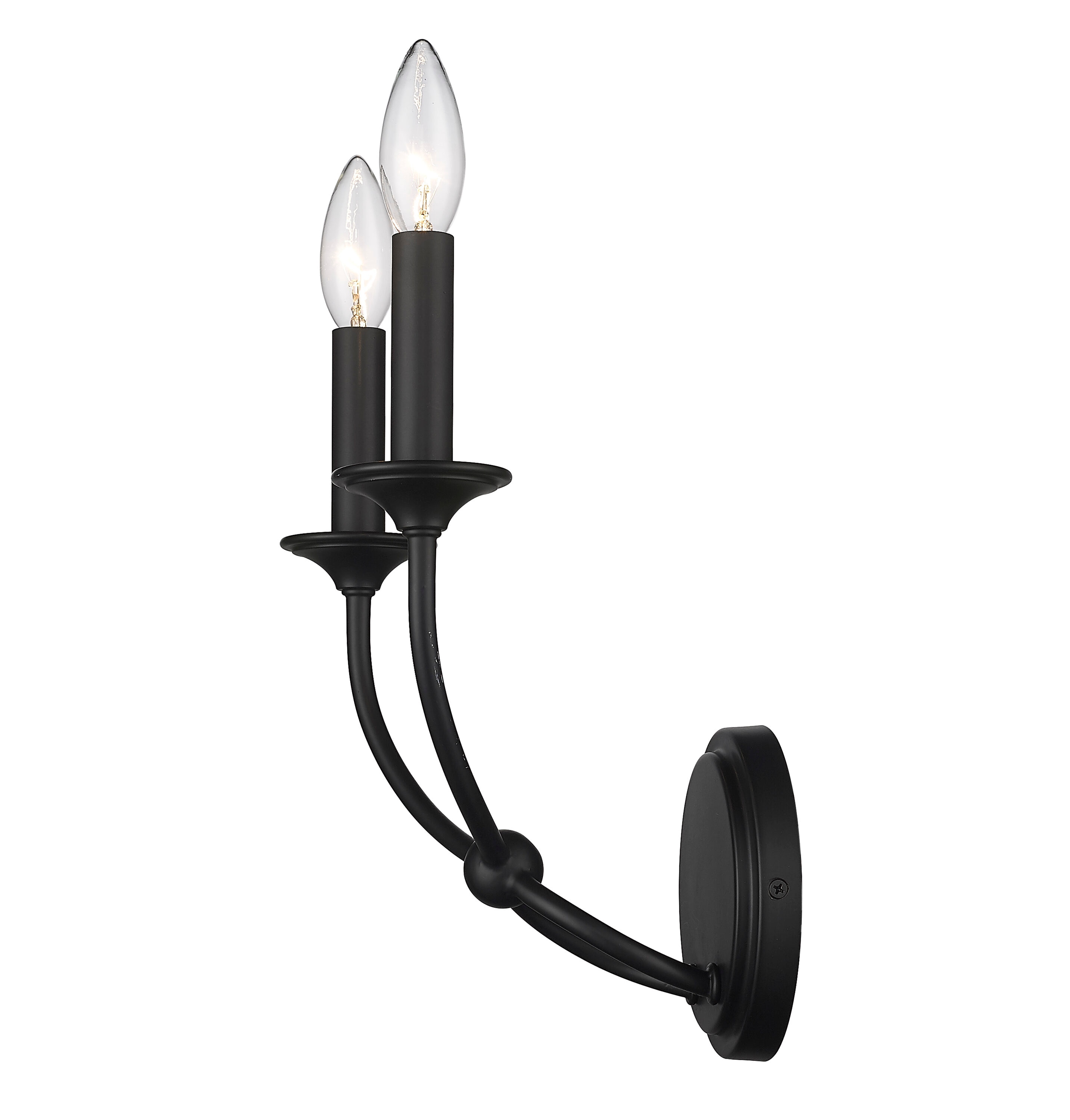 Matte Black Steel Dual Candelabra Wall Sconce