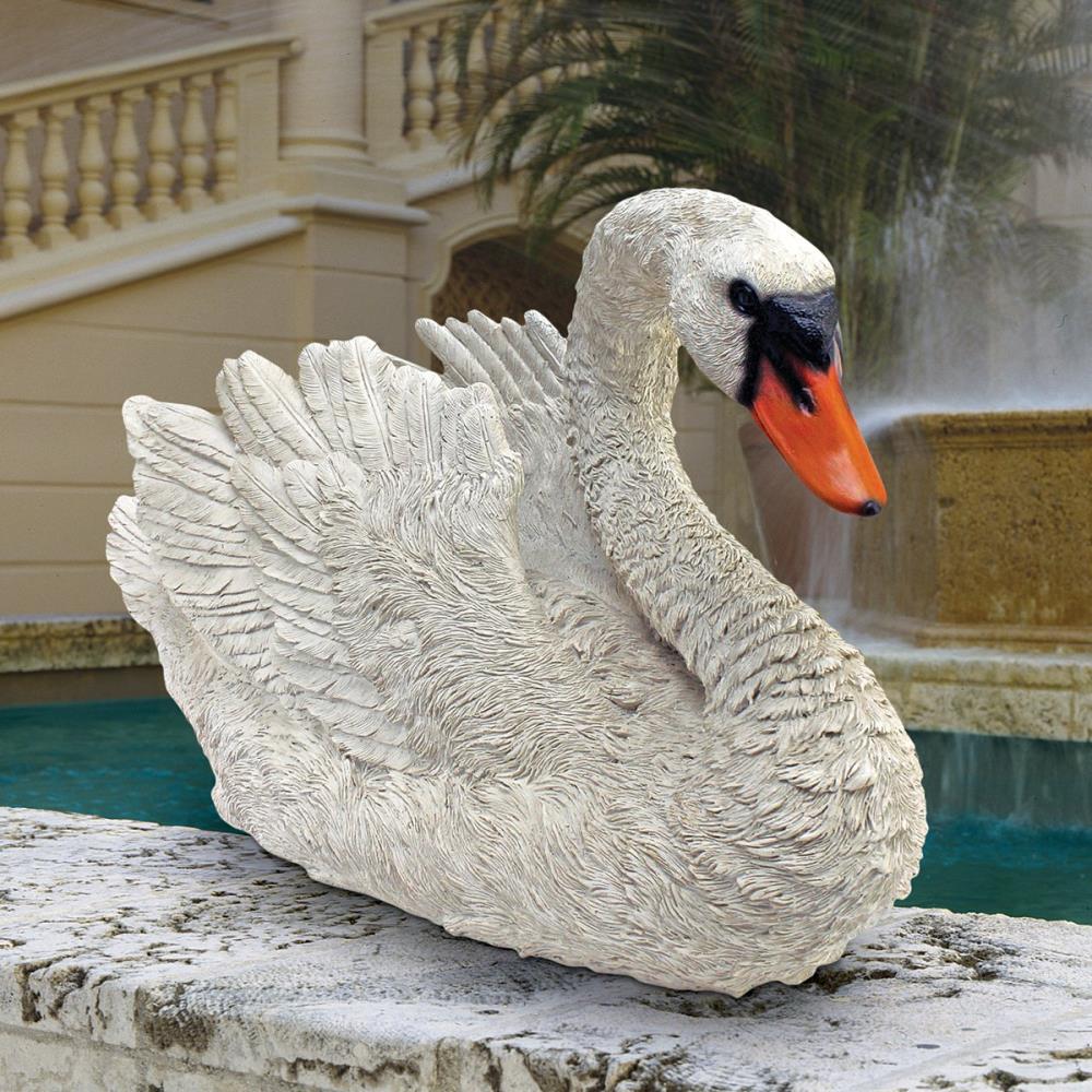 Design Toscano White Swan 11-in H x 18.5-in W Animal Garden Statue