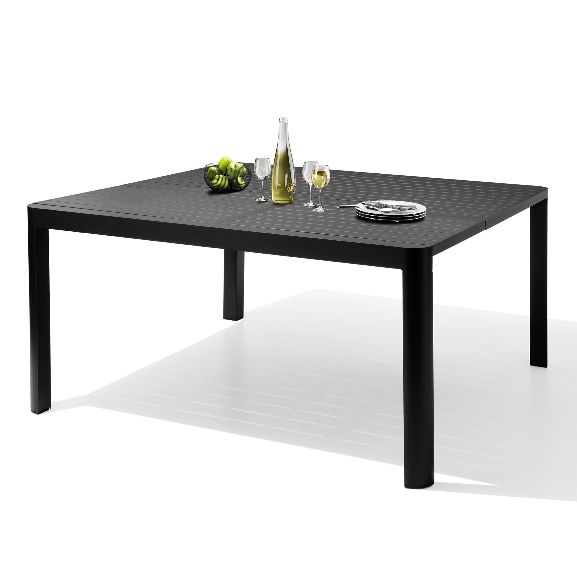 Crestlive Products CL-TB027GRY Patio Dinning Table Square Extendable Outdoor Dining Table 58.7-in W x 58.7-in L