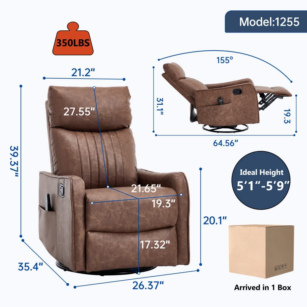 Coolbibila ATLAS-RECLINER-BROWN chairs - View #3