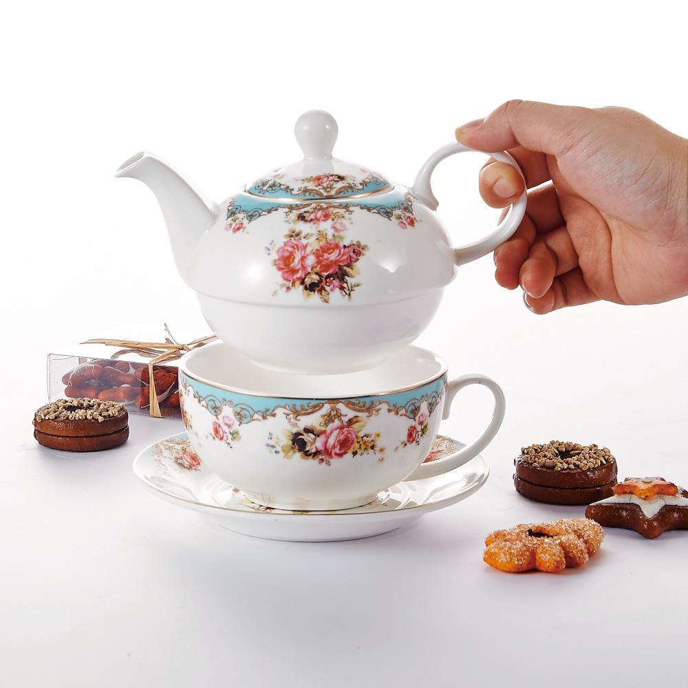 MALACASA Porcelain Tea for One Set Teapot 11 Ounce Tea Set 1 Piece Teacup  and Saucer SWEET.TIME-010 - The Home Depot