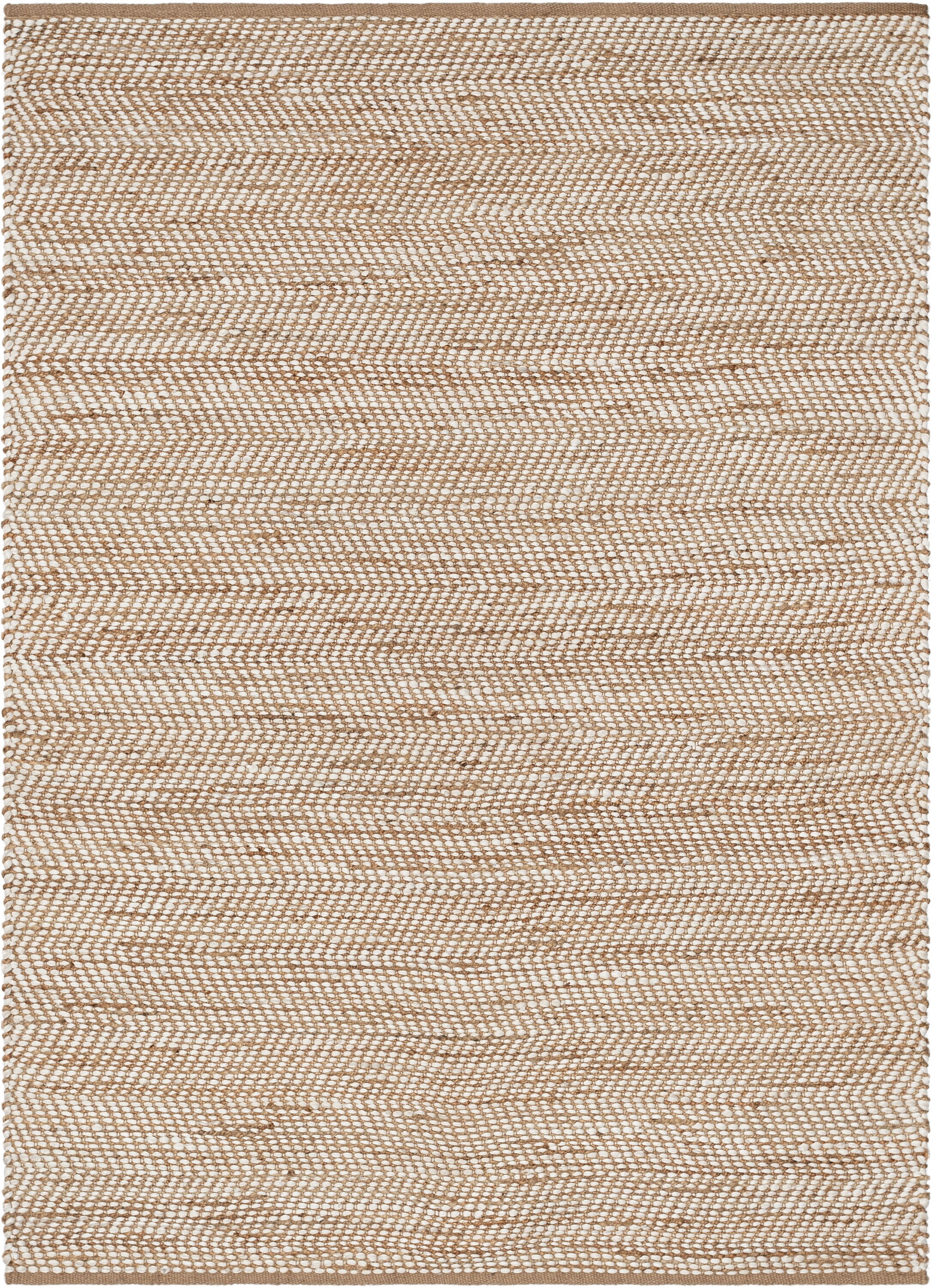 Well Woven Sree Natural & Black Color Hand-Woven Chunky-Textured Jute  Chevron Geometric Area Rug 5x7 (5' x 7'6) 