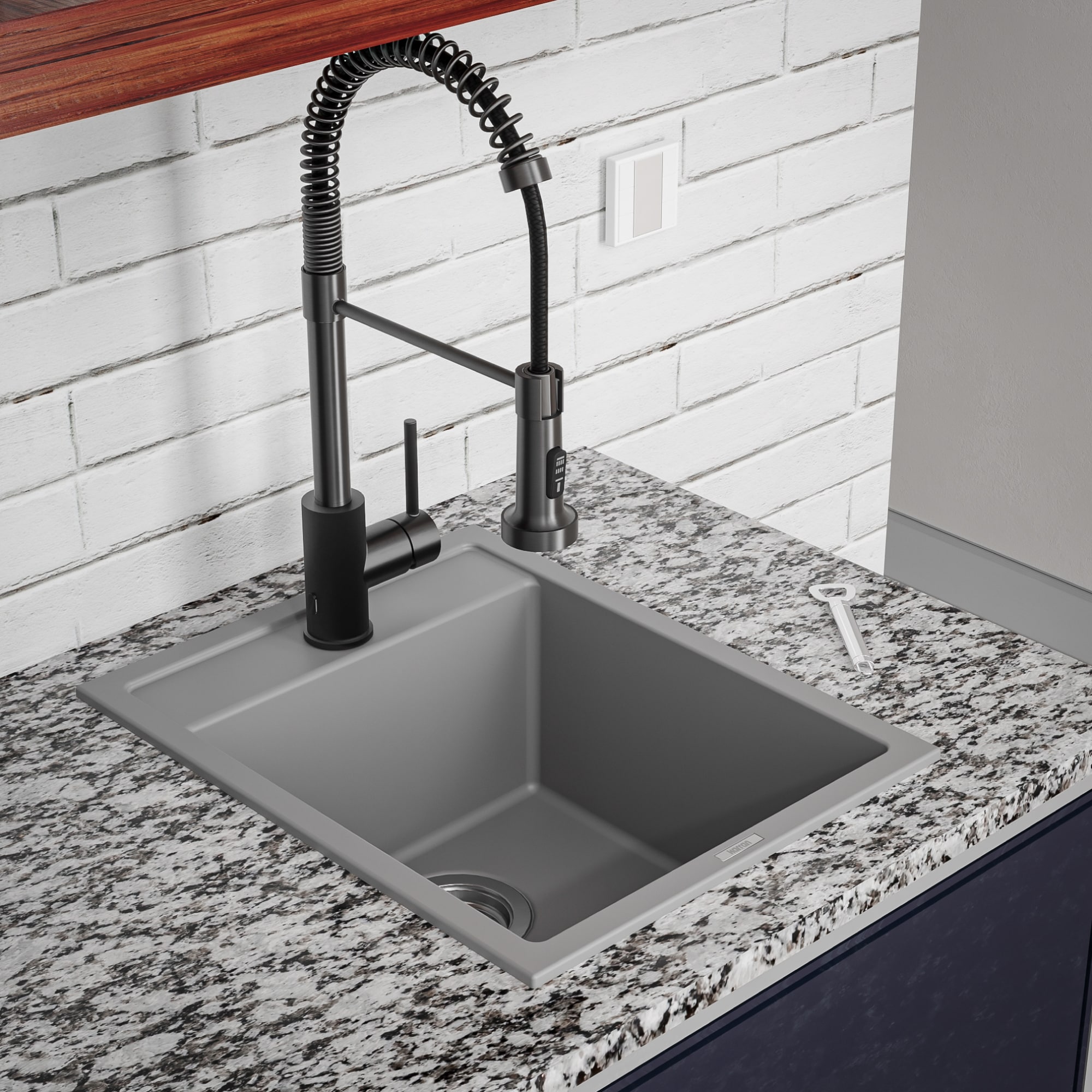 Karran QT-825-GR 15.75 L x 19.75 W Quartz 1-Hole Drop-in Residential Bar Sink