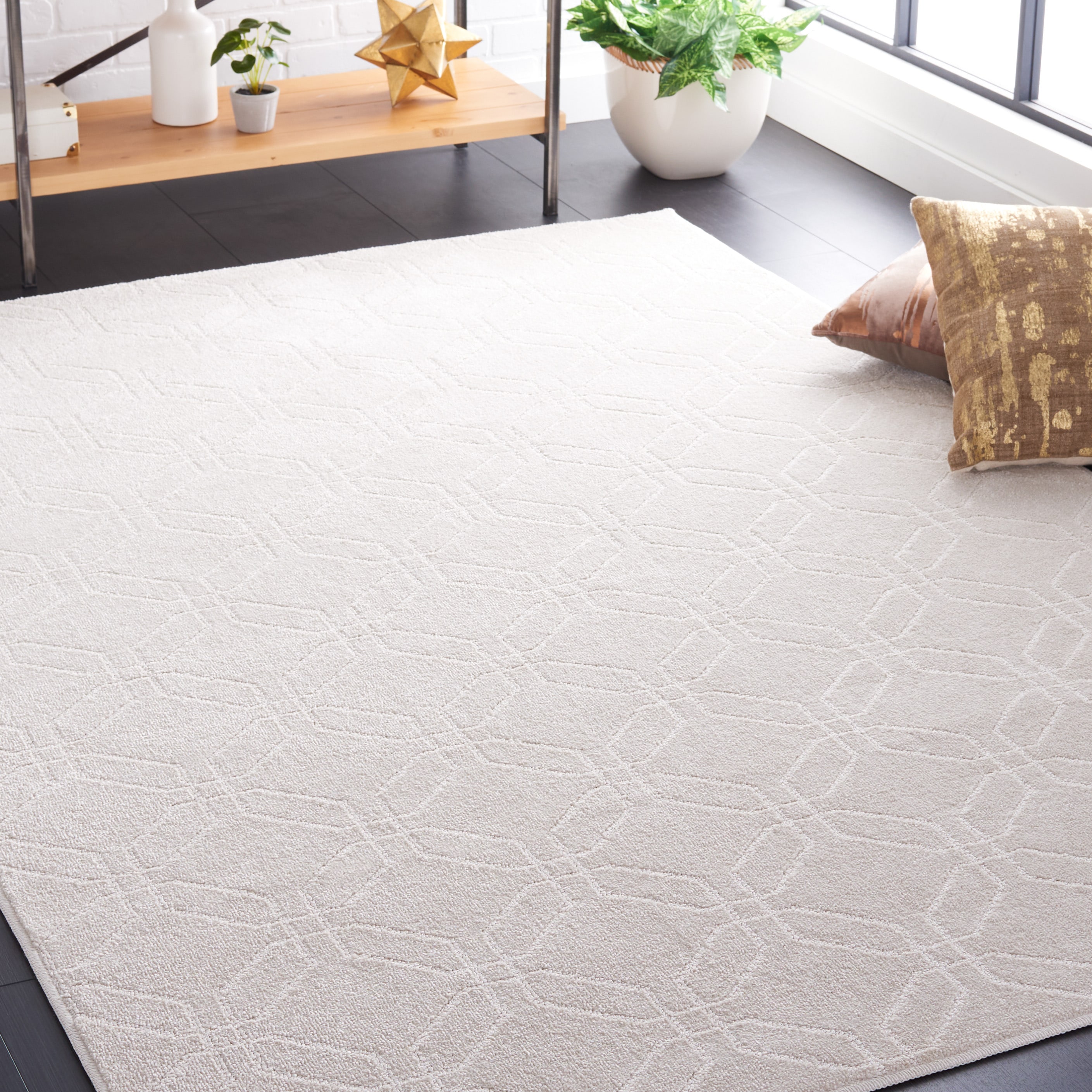 Pattern And Solid 406A Ivory 5 x 8 Rectangular Area rug