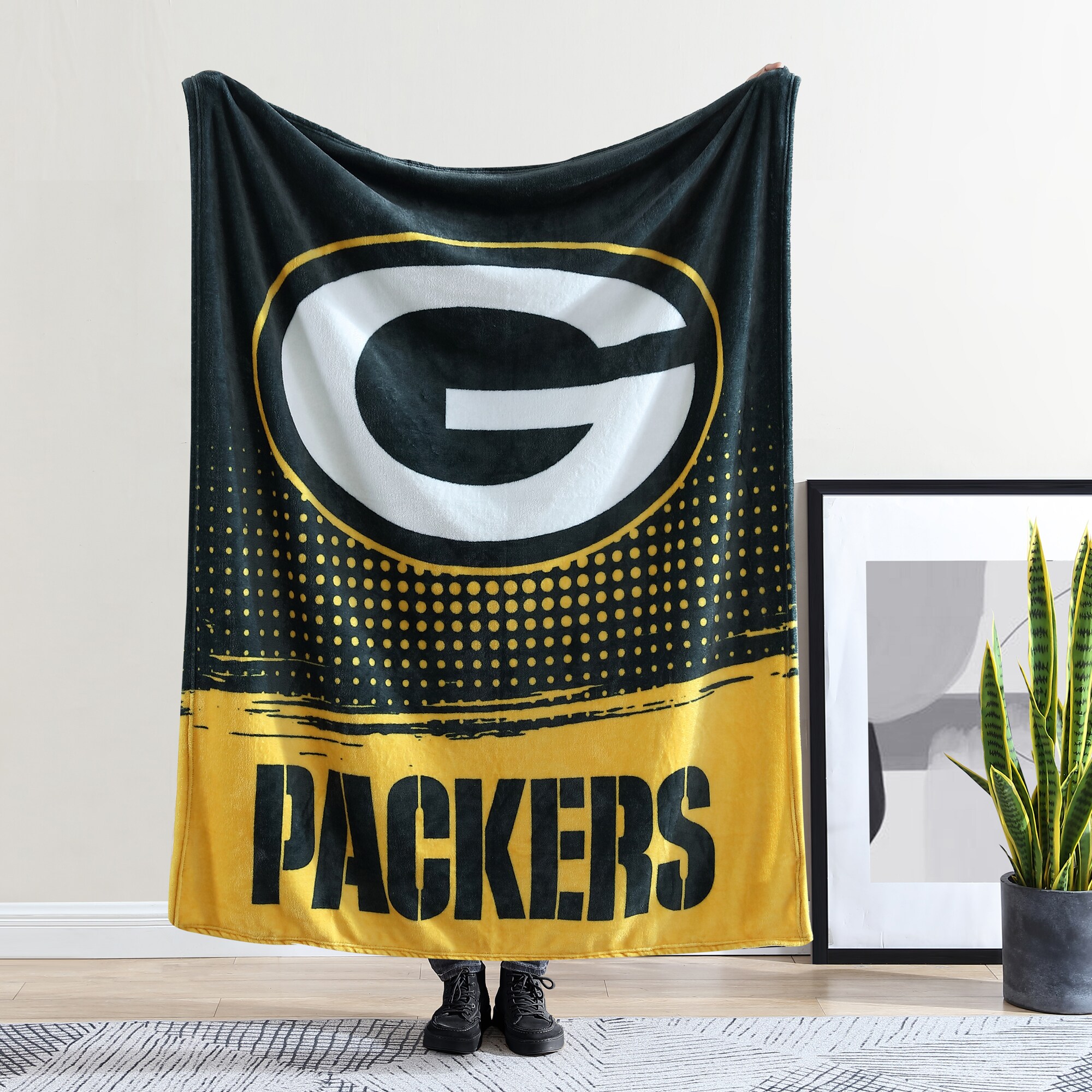 Green Bay Packers NFL Throw Blanket with Plush Bear