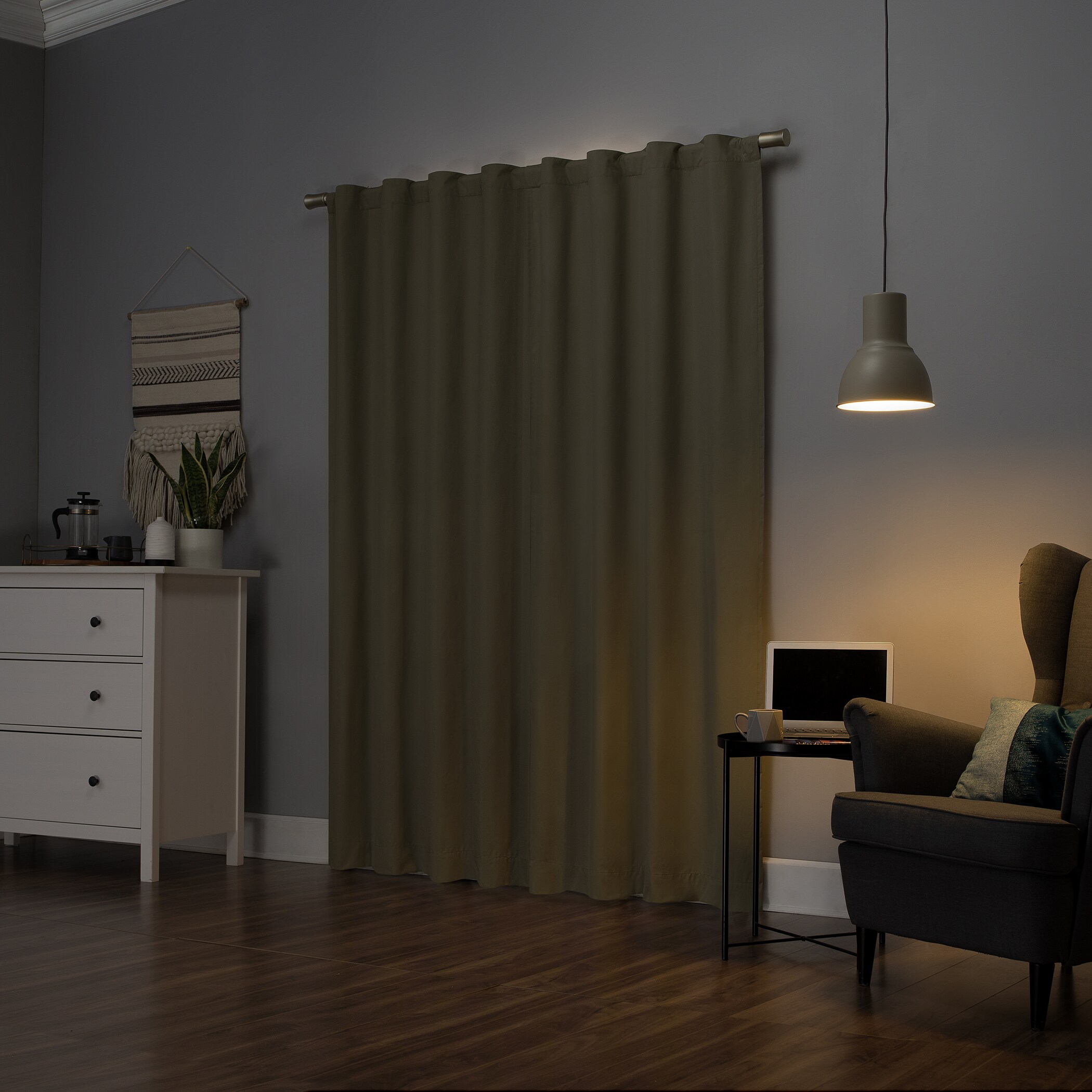 Olive Green Blackout Thermal Back Tab Curtain Panel