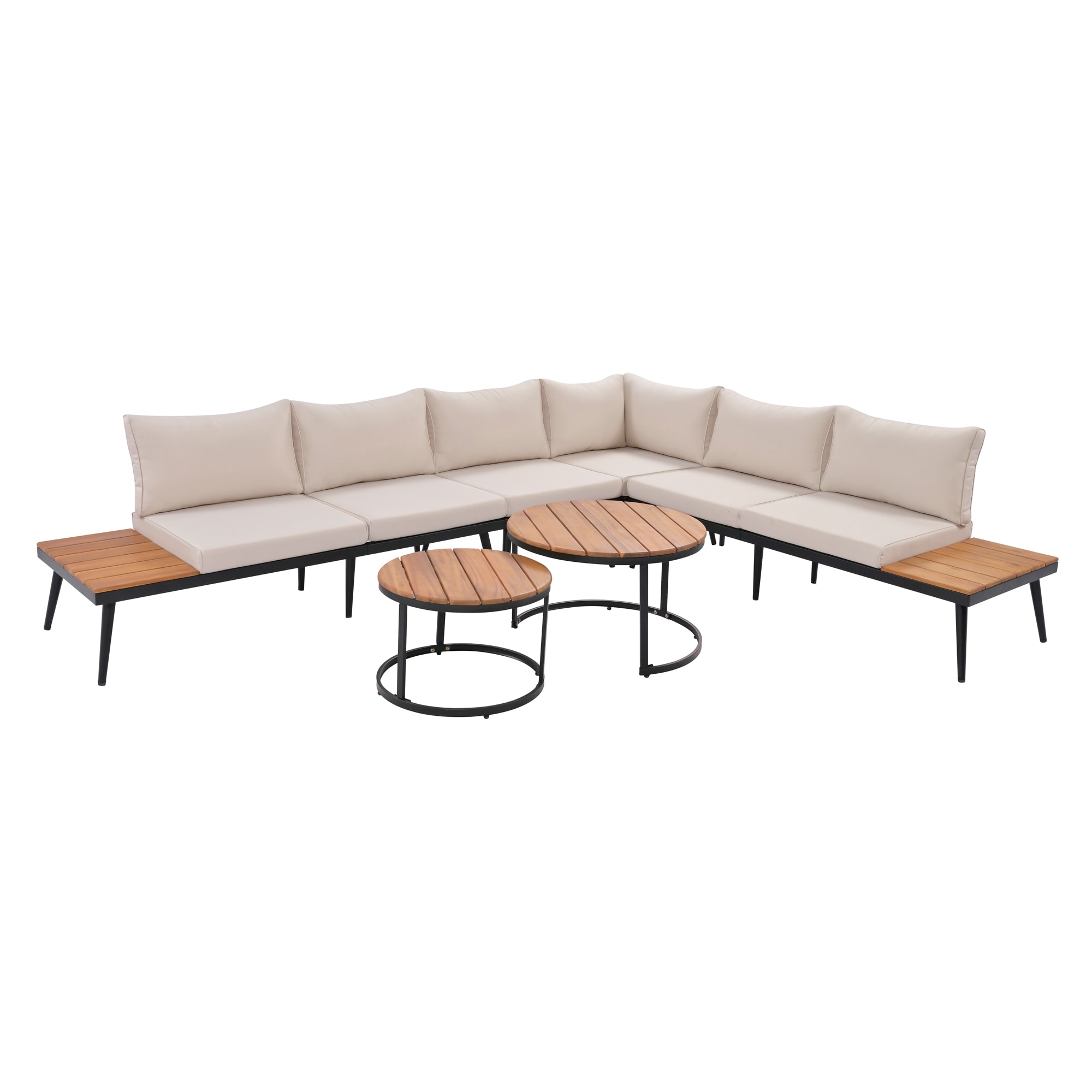 Bayfeve BFTM-1A-PCS 6 -Piece Rattan Patio Conversation Set with Off-white Cushions