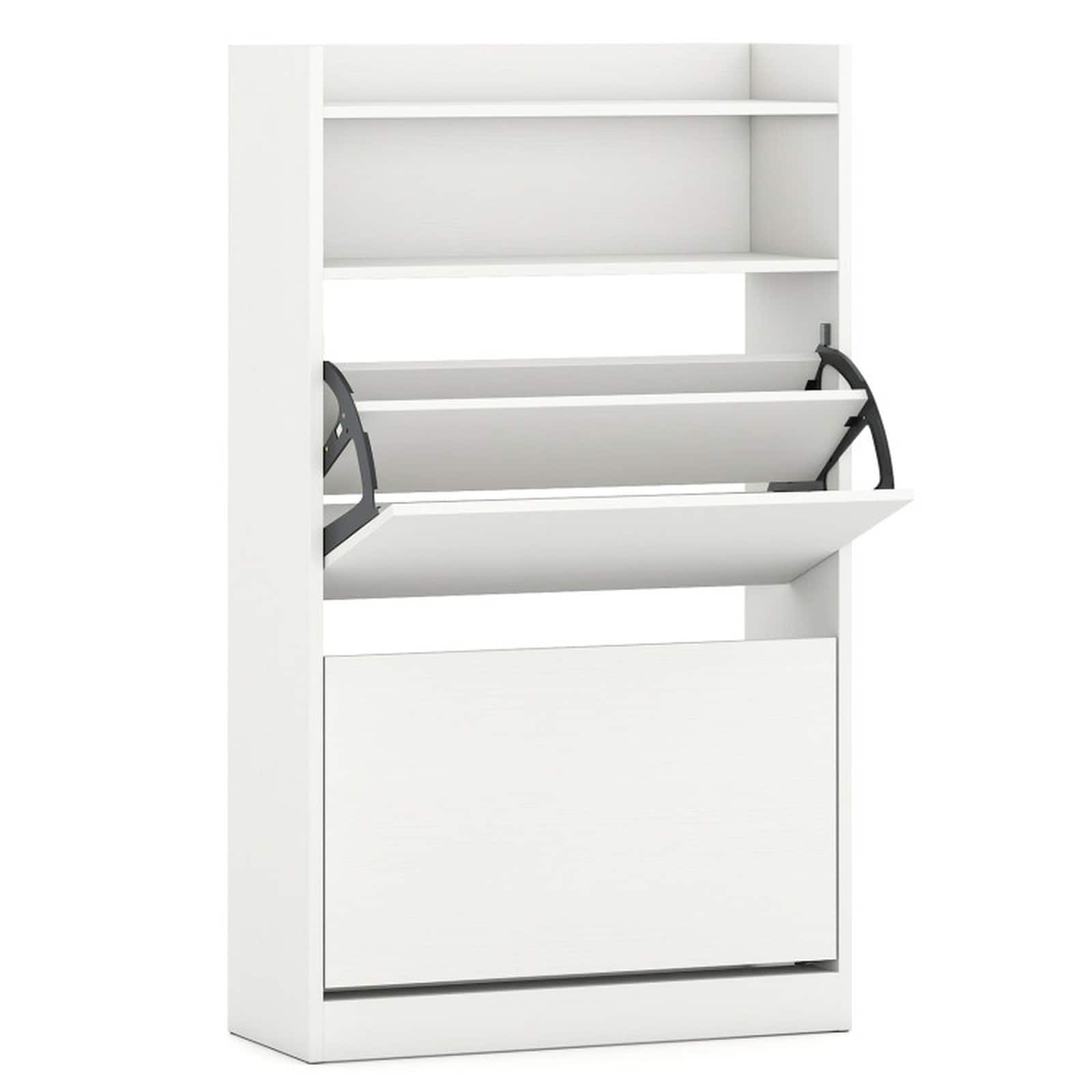 SUGIFT Narrow Hidden Shoe Storage Cabinet with 2 Flip Drawers and Adjustable Shelves #LW047SUGHY659