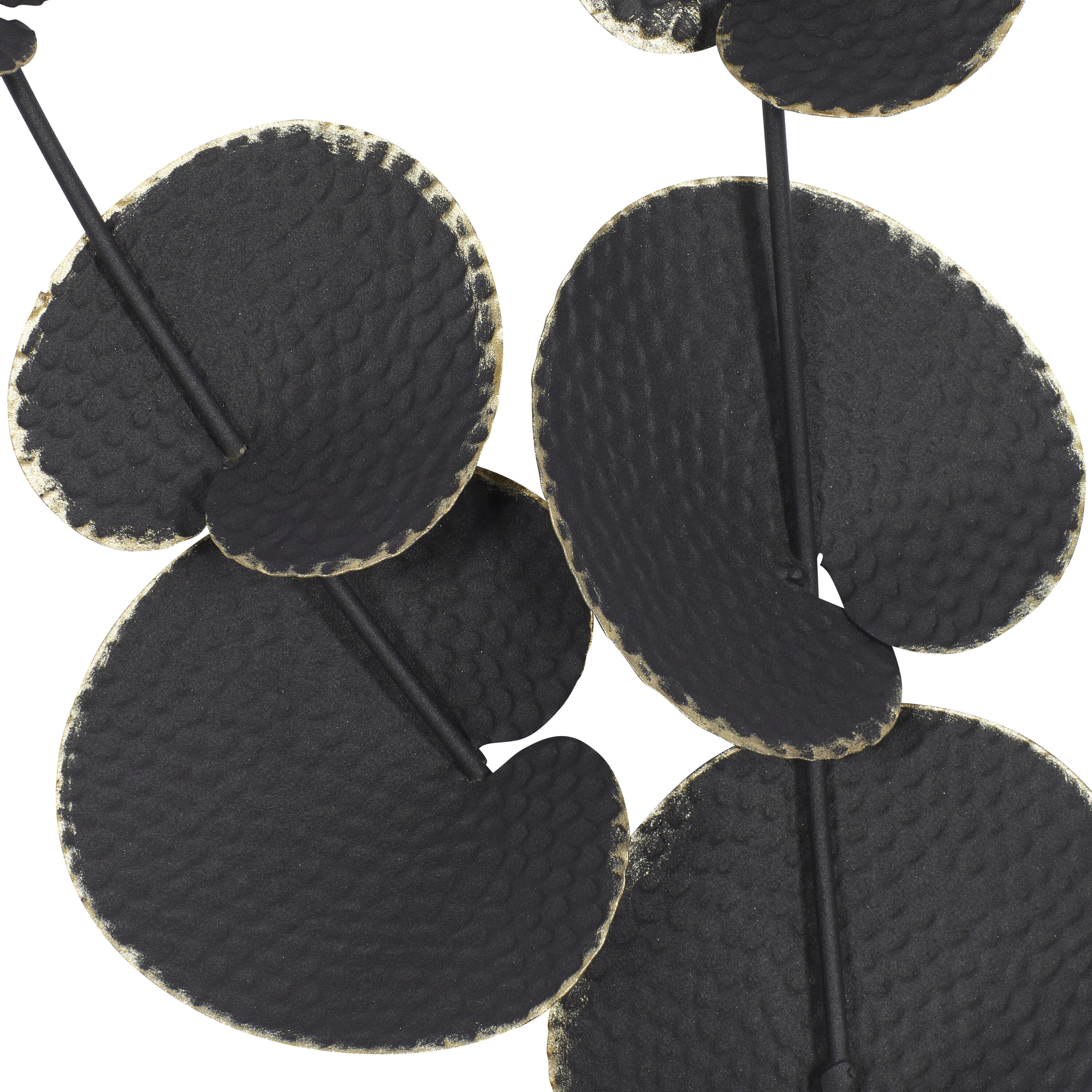 Black Metal Leaf Novelty Wall Sculpture, 17" x 36"