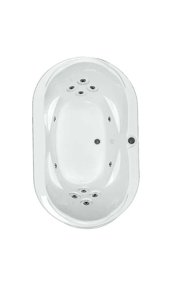 WaterTECH 7343 ELITE WHITE Designer 42.5-in x 72.5-in White Acrylic Oval Drop-In Whirlpool Tub (Center Drain)