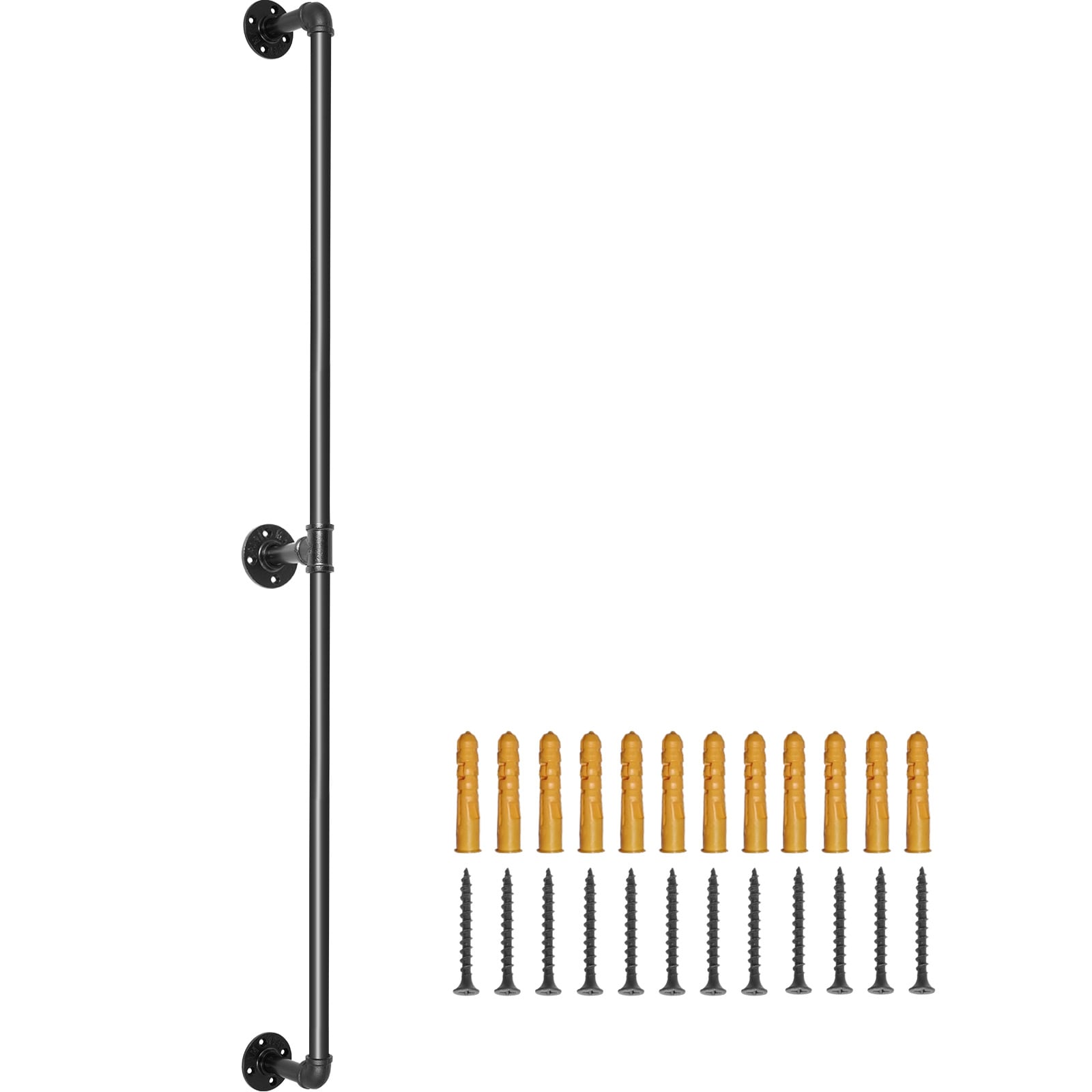 VEVOR BXGTFSLZ140CMDTSPV0 Pipe Stair Handrail 3.74-in x 68.5-in Carbon Steel+ Matte Finish Finished Zinc/Steel Interior/Exterior Wrought Iron Handrail