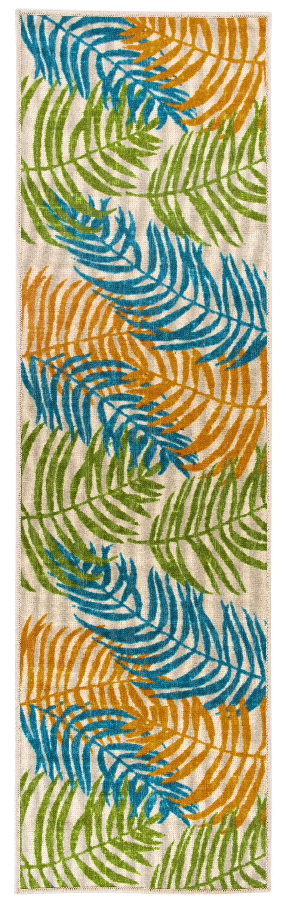 World Rug Gallery 9010MULTI2X7 Ravenna 2 x 7 (ft) Loomed Nylon Multi Rectangular Indoor/Outdoor Floral/Botanical Tropical Area rug