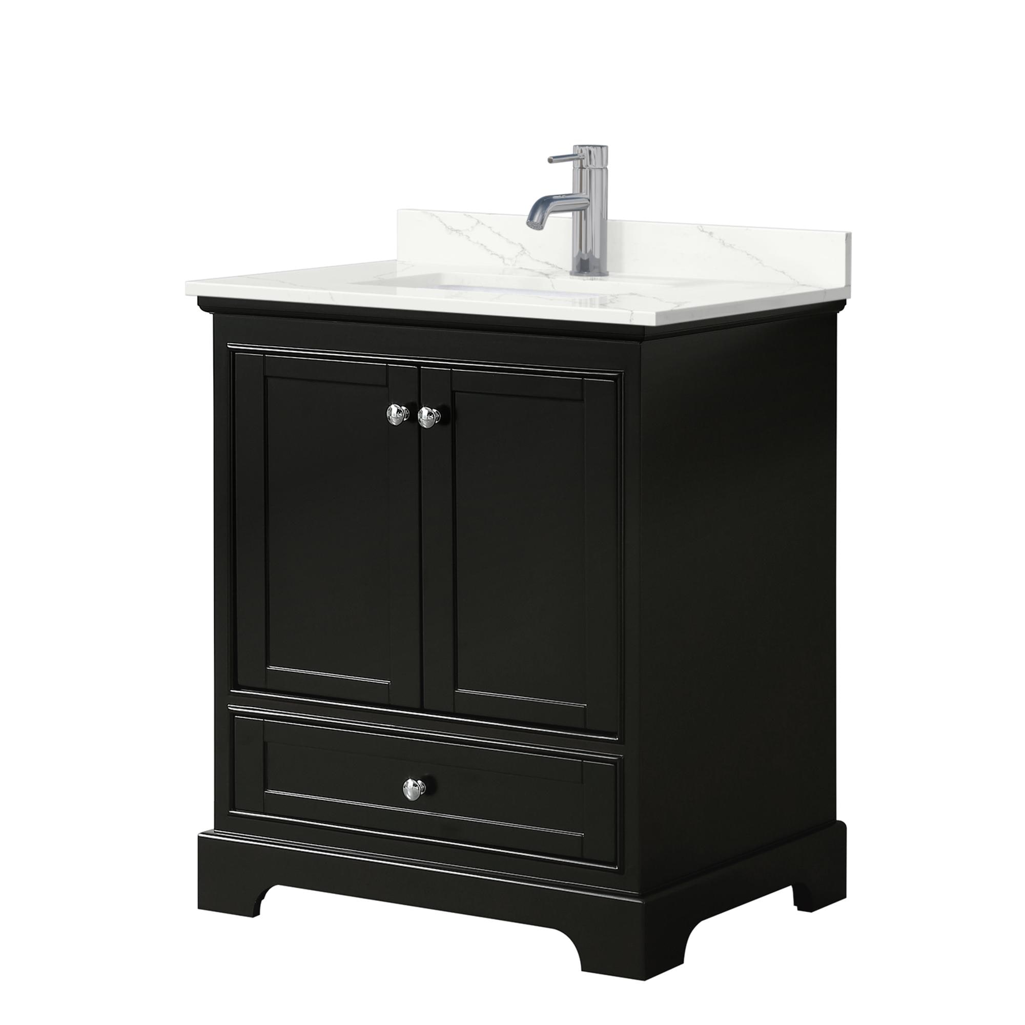 Wyndham Collection WCS202030SDEGTUNSMXX Deborah 30-in Dark Espresso Undermount Single Sink Bathroom Vanity with Giotto Quartz Quartz Top