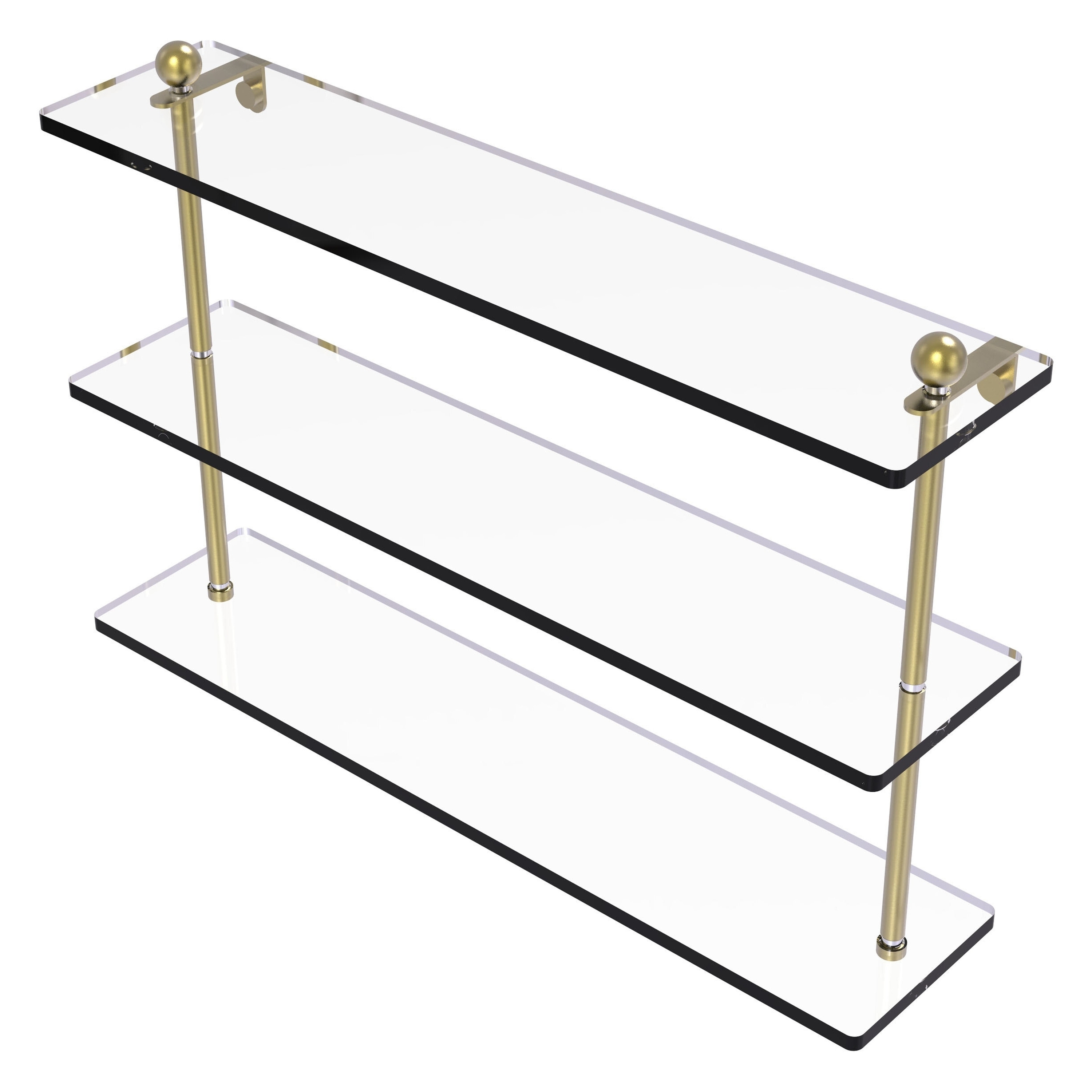 Allied Brass PR-5/22-SBR Prestige Regal Satin Brass 3 -Tier Wall mount Corner Bathroom Shelf ( 22-in x 15-in x 5-in )