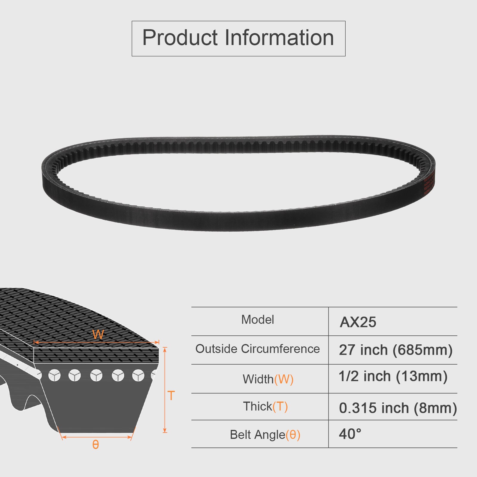 Unique Bargains 3pcs AX25 EPDM V-Belt Raw Edge Cogged Industrial Rubber ...