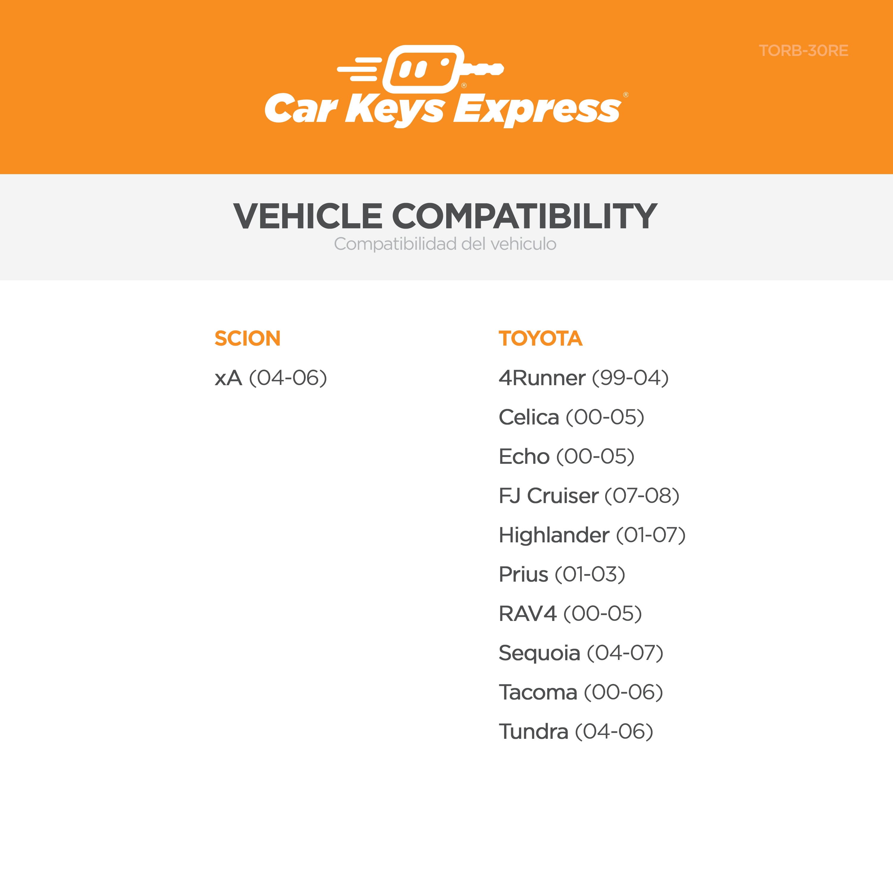 Car Keys Express TORB-30RE Key-Accessories - View #2