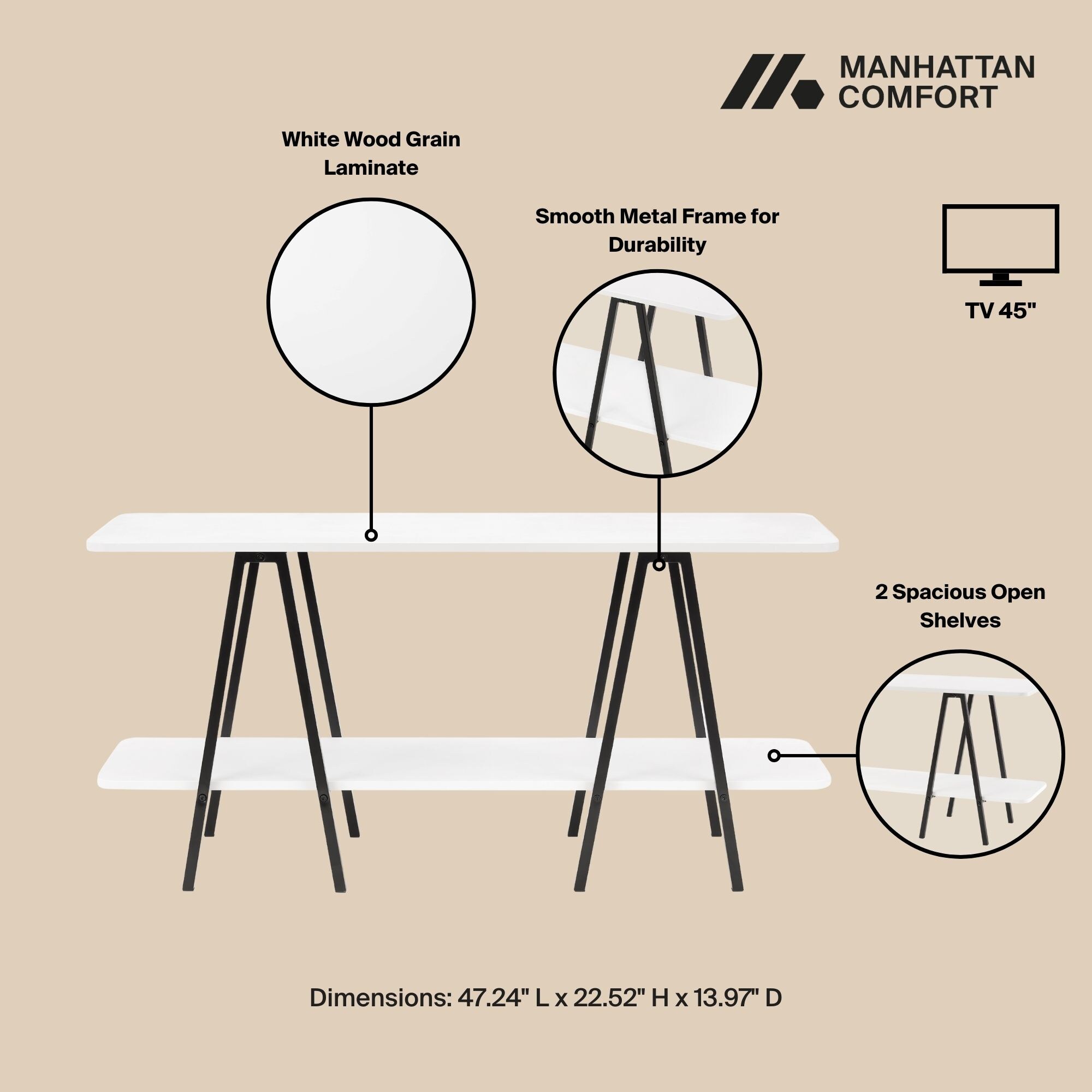 Manhattan Comfort 25547-WH Console-Sofa-Tables - View #4