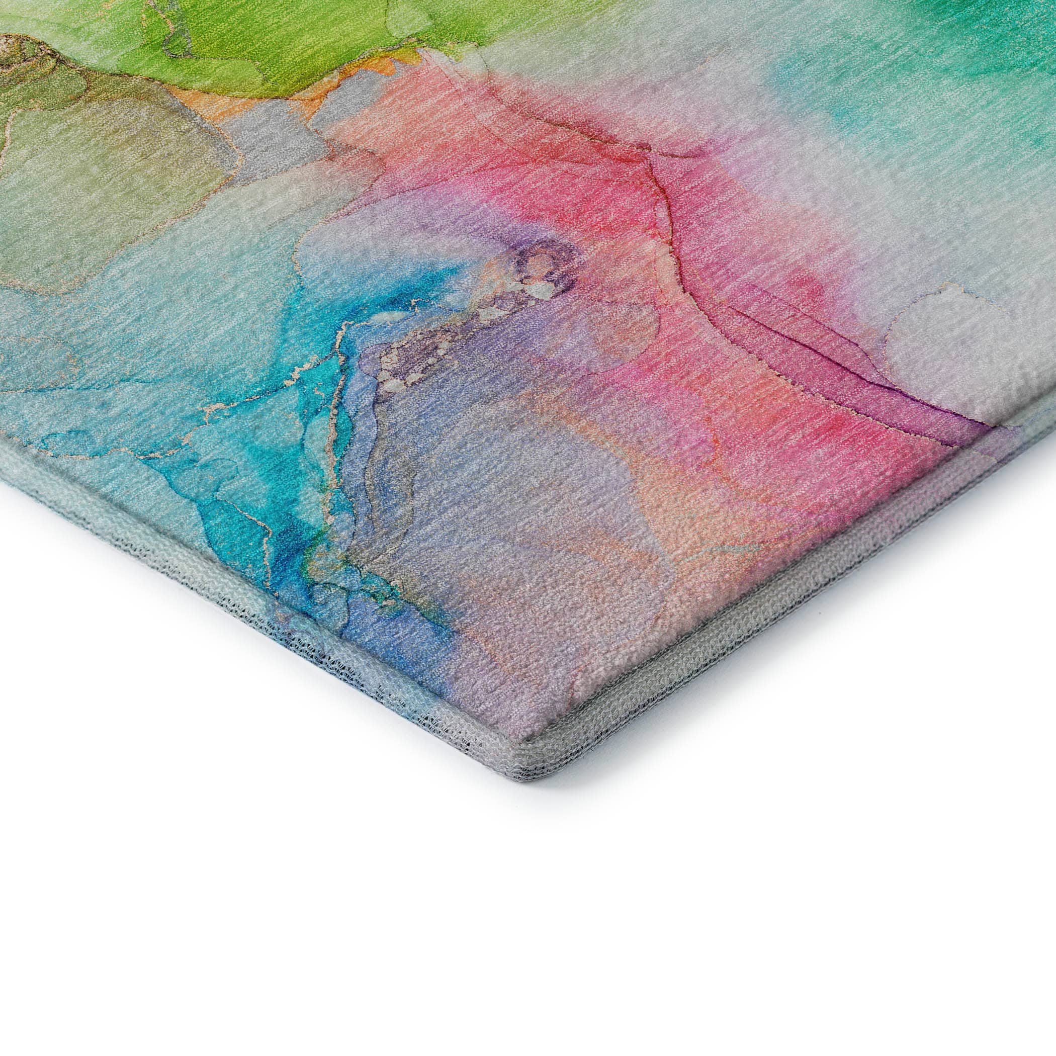 Blue Abstract Rectangular Washable Synthetic Rug 1'8" x 2'6"