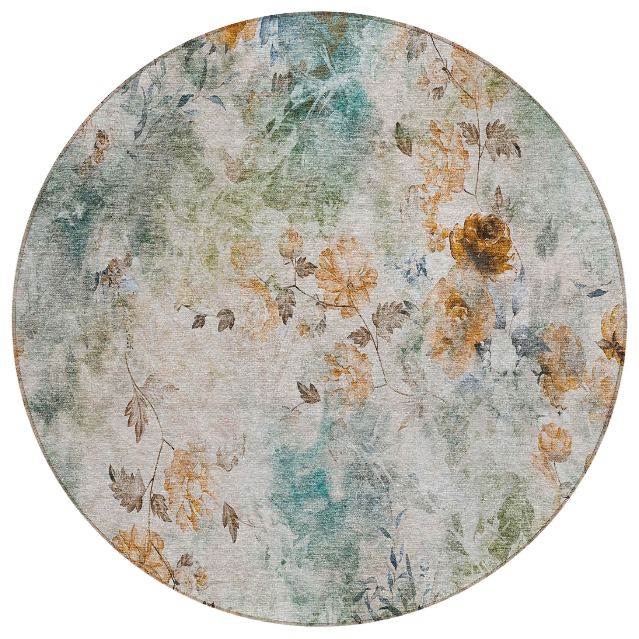 Addison Rugs ACN724TE8RO Chantille ACN724TE 8 x 8 (ft) Polyester Teal Round Indoor/Outdoor Geometric Machine washable Area rug