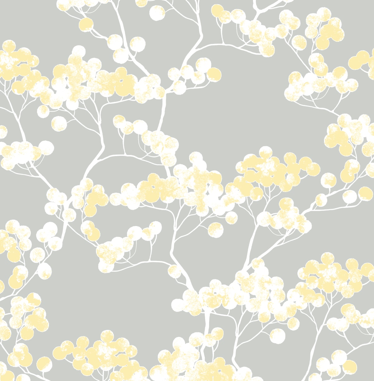 NextWall NW37203 30.75-Sq. Feet Buttercup and Gray Vinyl Floral Self-adhesive Peel and Stick Wallpaper